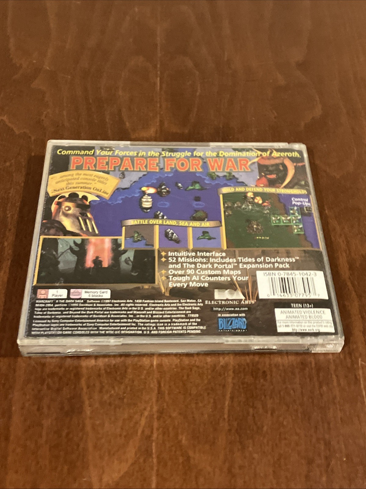 WarCraft II: The Dark Saga (Sony PlayStation 1, 1998) Writing Back Of Manual