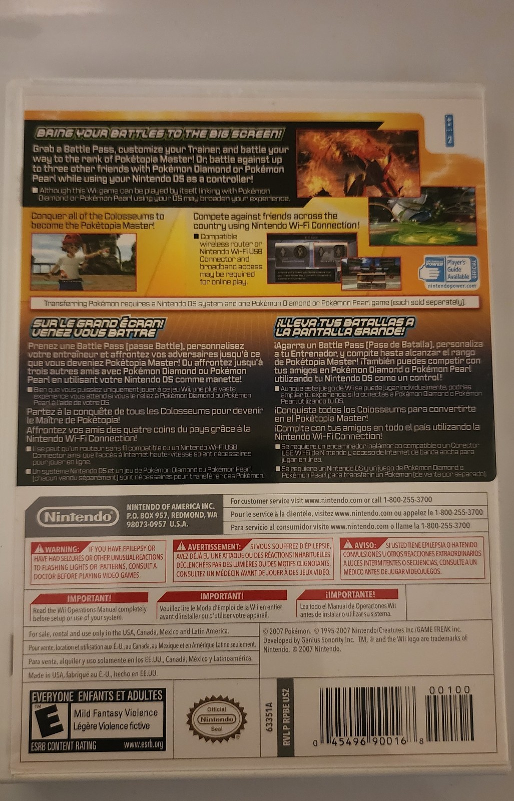Nintendo Pokémon Battle Revolution Wii, E-Everyone, NTSC-U/C (US/CA), Manual