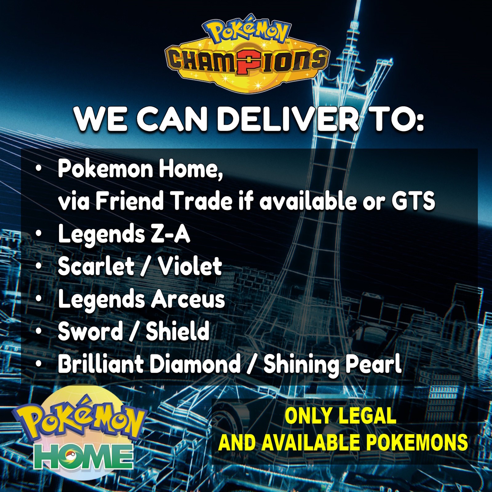 ✨ Pick any Shiny Pokemon, Battle Ready ✨ Pokemon Champions ✨ Pokemon Home
