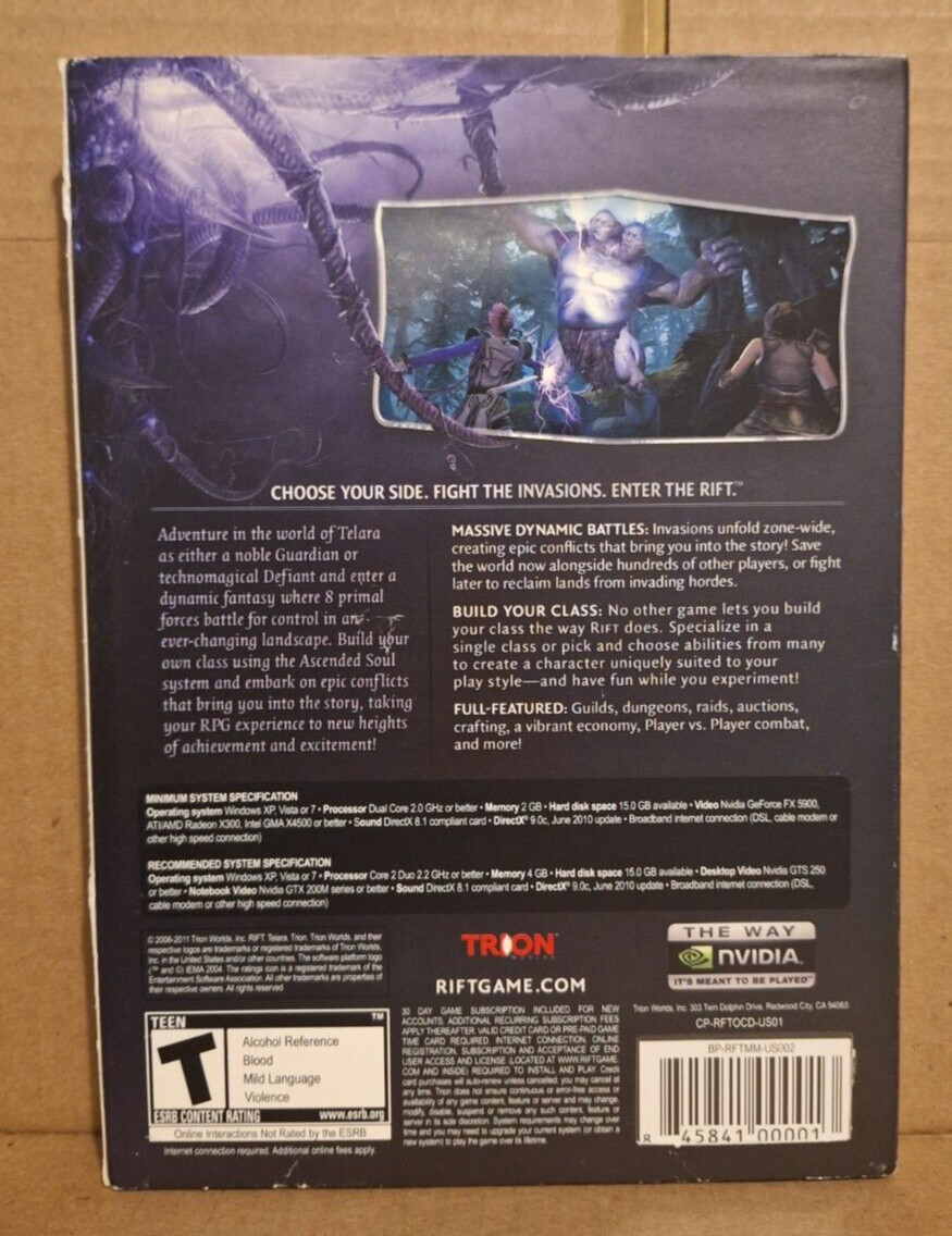 Rift (PC, 2011) – CIB / Complete with Map – Tested