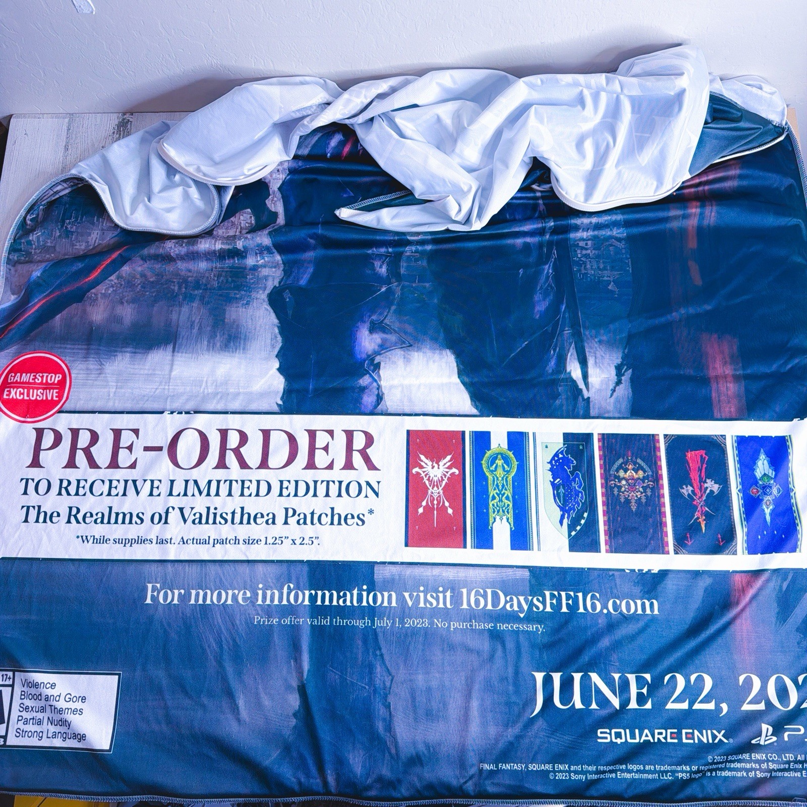 Final Fantasy XVI PS5 Cloth/Fabric Gamestop RETAIL Promo Poster (7FT x 4FT)