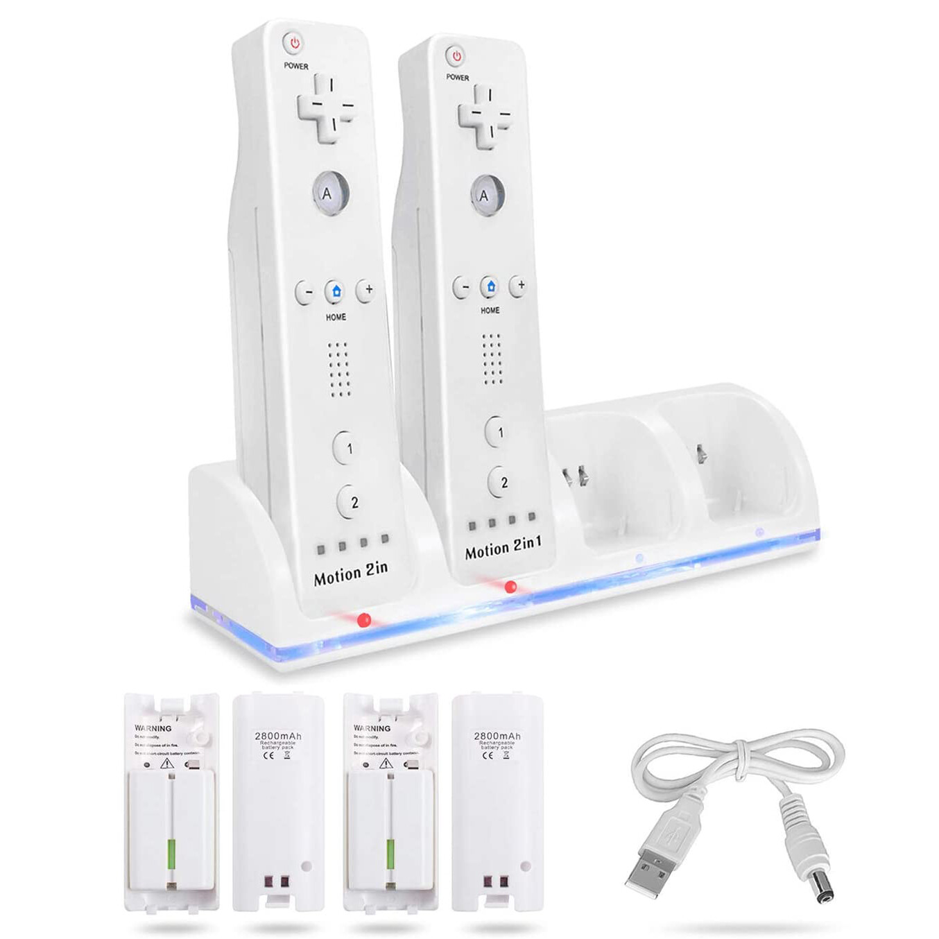 New 4-in-1 Charging Station With 4 Battery Packs for Wii&Wii U Remote Controller