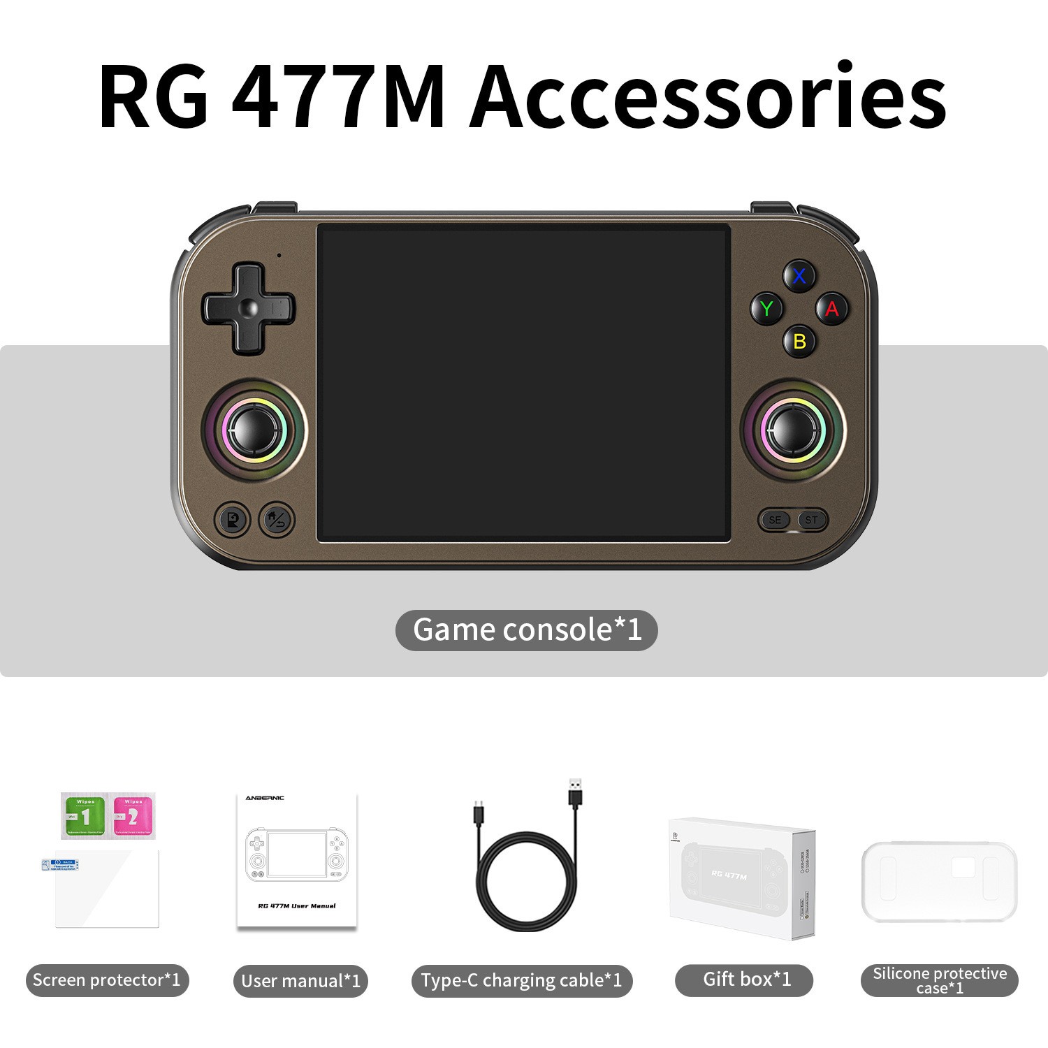 Anboli RG 477M Handheld Game Console 8300mAh Android 14 RG477M 4.7-inch-