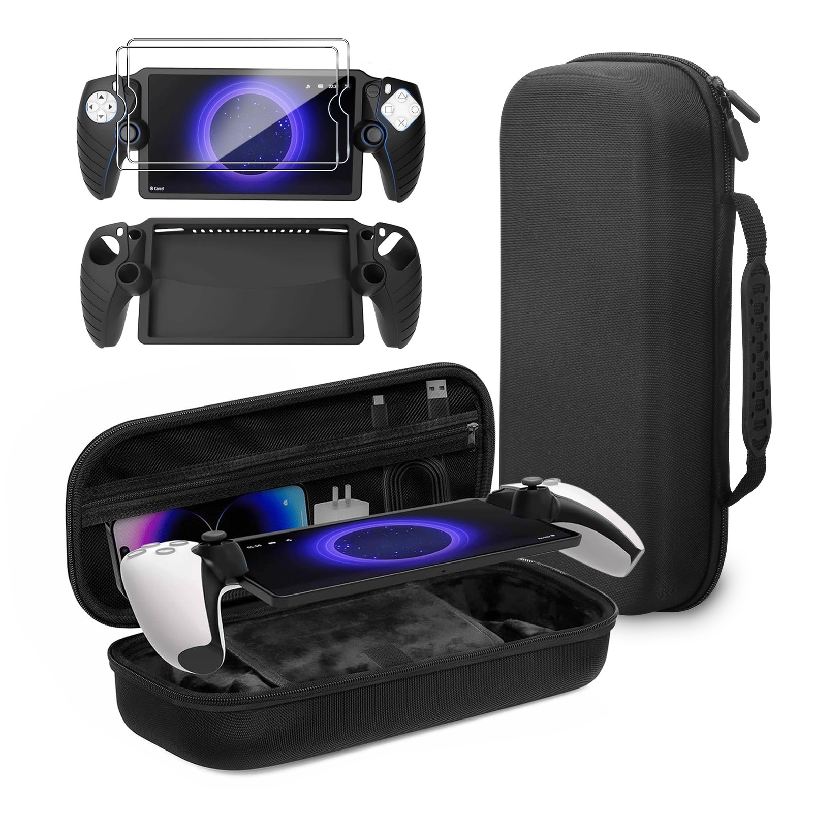 4 in 1 Accessories Set for Playstation Portal Remote Player Carrying Case Shell