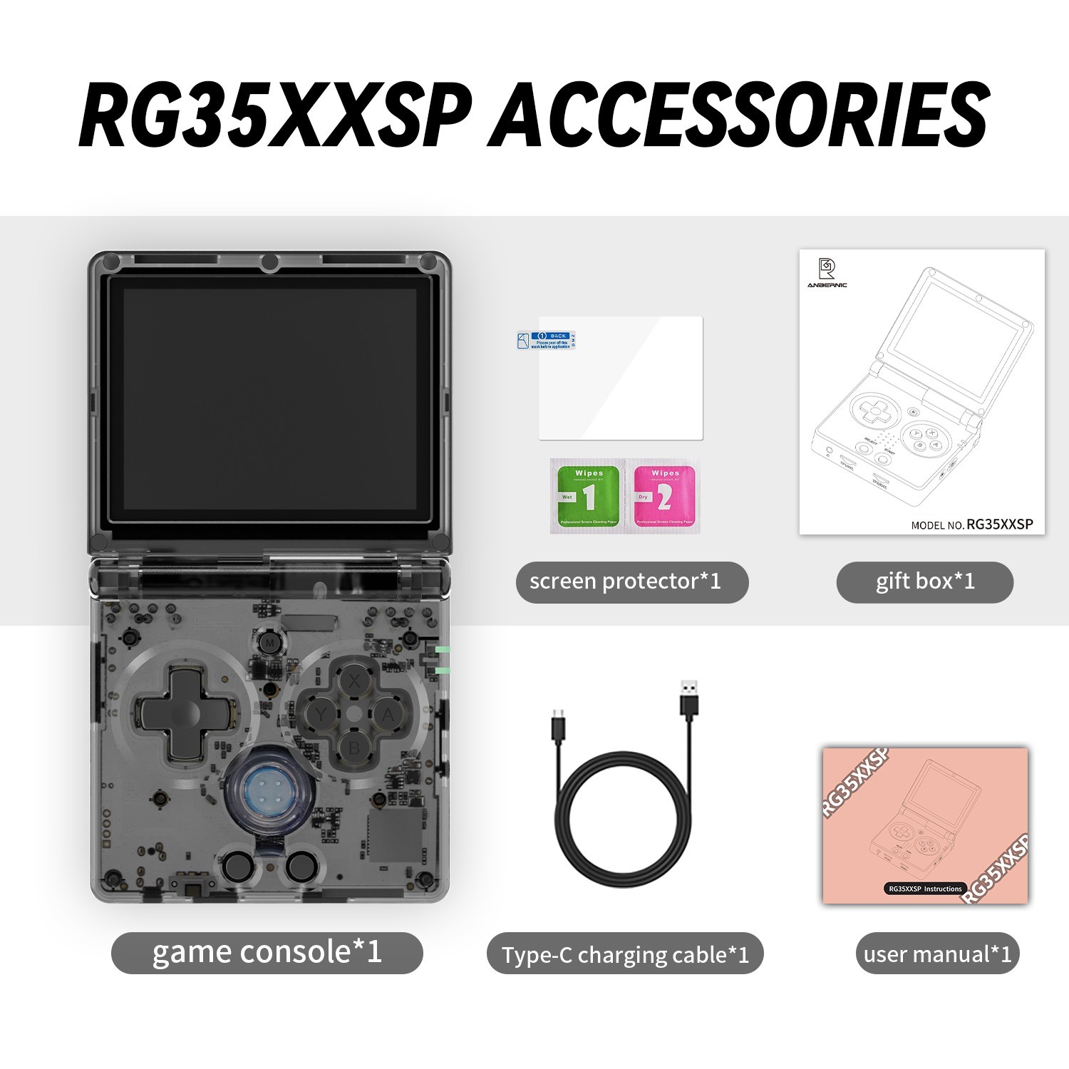 RG35XX SP Flip Anbernic Black Linux Handheld Game Console