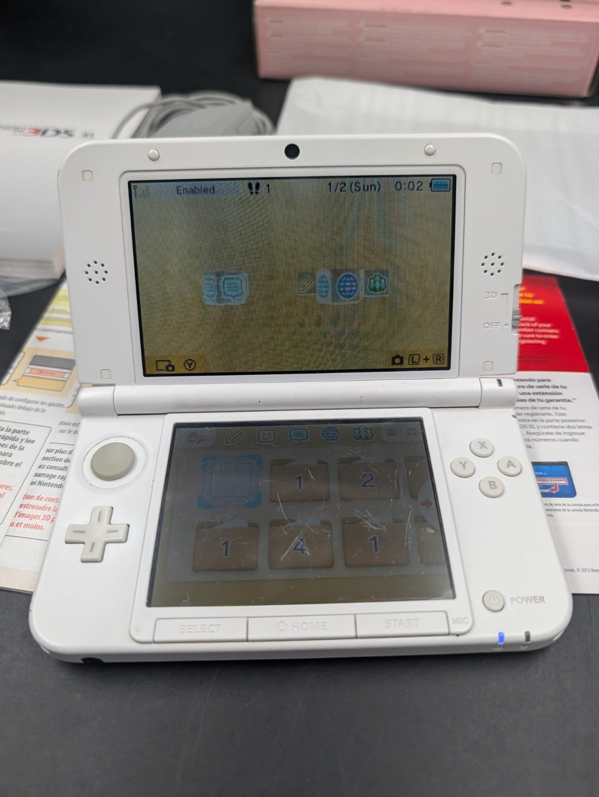 Nintendo 3DS XL Pink White Handheld Console CIB Matching Serials US