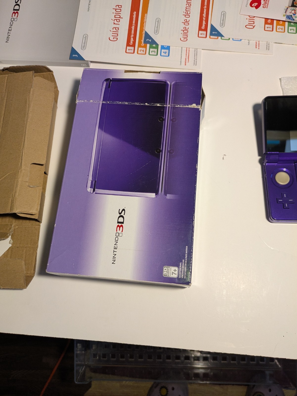 Nintendo 3DS Midnight Purple System in Box No Charger* Mario 2 Included*Used*