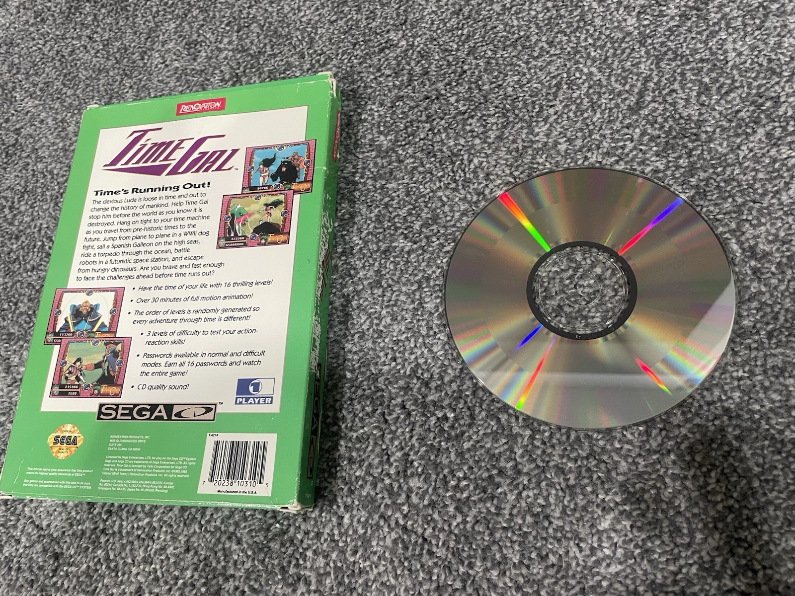 Time Gal (Sega CD, 1993) with box
