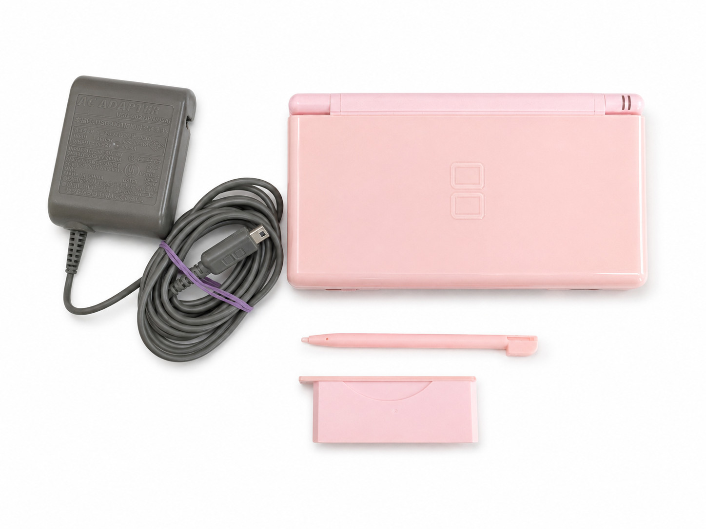 Nintendo DS Lite Noble Pink Japan Tested Working w/ AC Adapter Stylus USG-001 B2