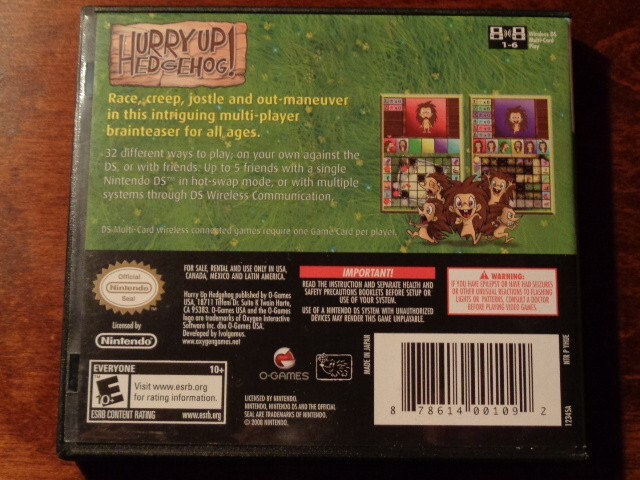 Hurry Up Hedgehog (Nintendo DS, CASE / MANUAL ONLY / Authentic) – USA