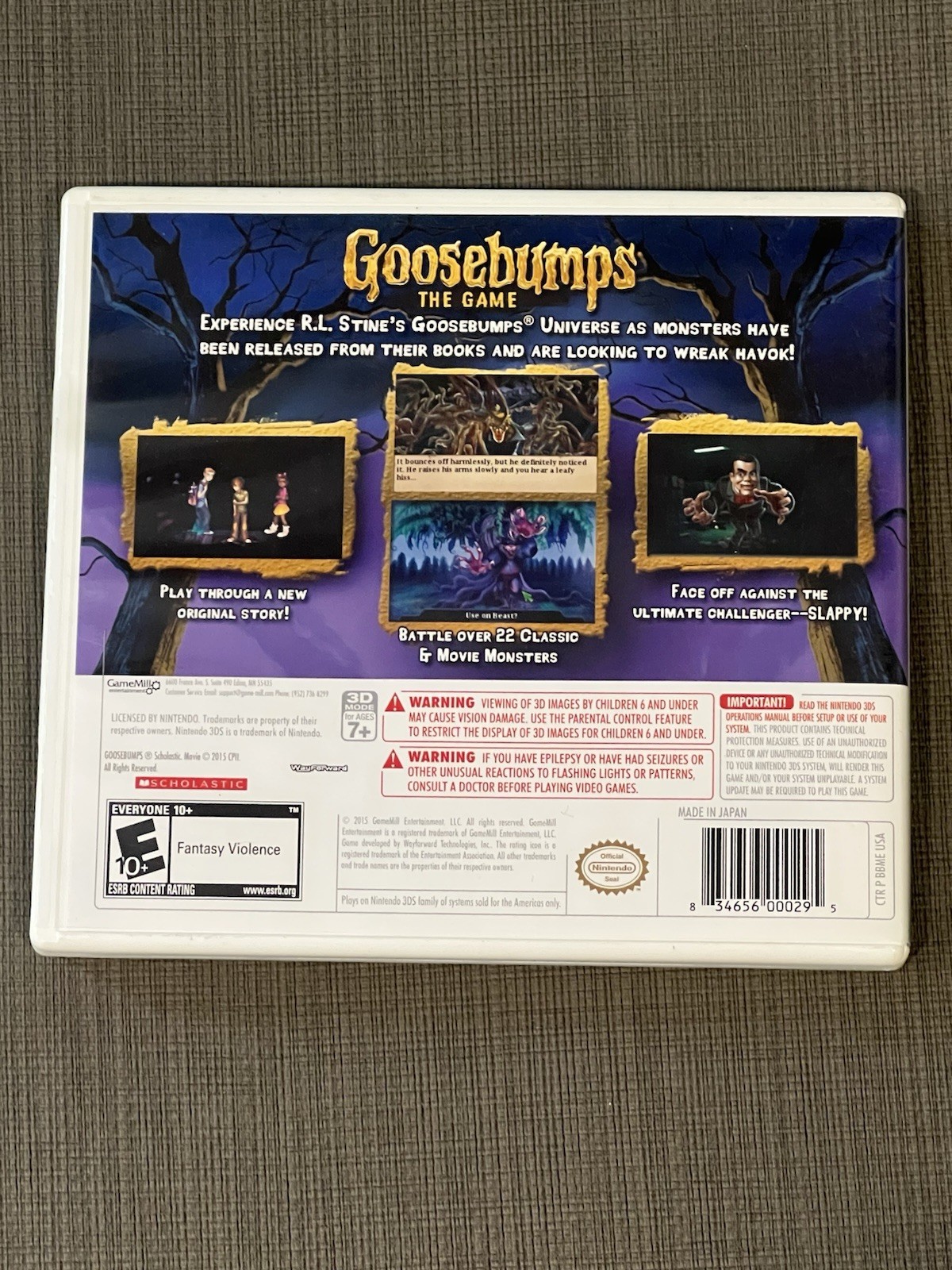 Goosebumps: The Game (Nintendo 3DS, 2015) Complete W/ Manual CIB TESTED