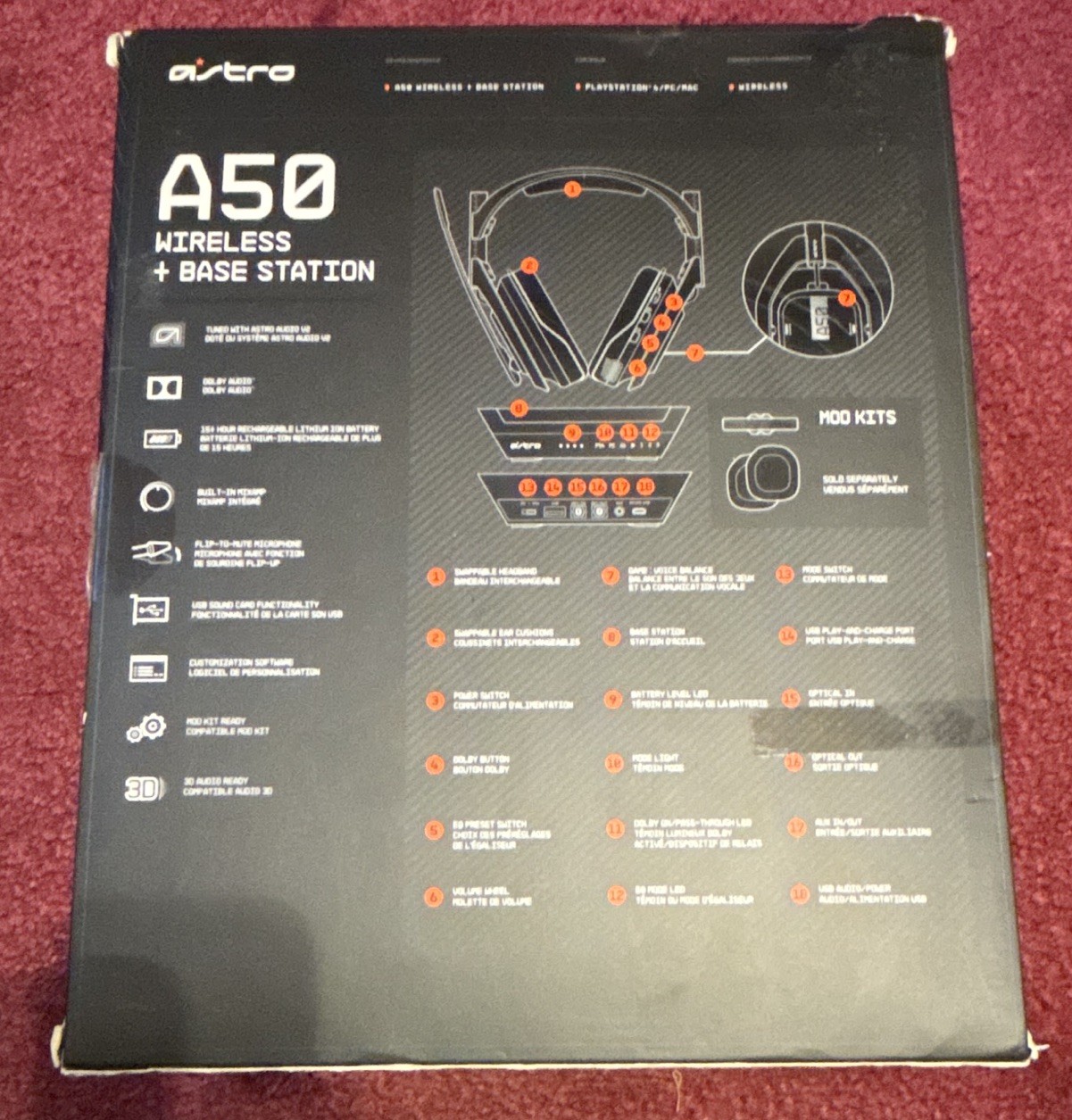 Astro A50 Wireless Gaming Headset w/ Base Station, Black, Gen 4