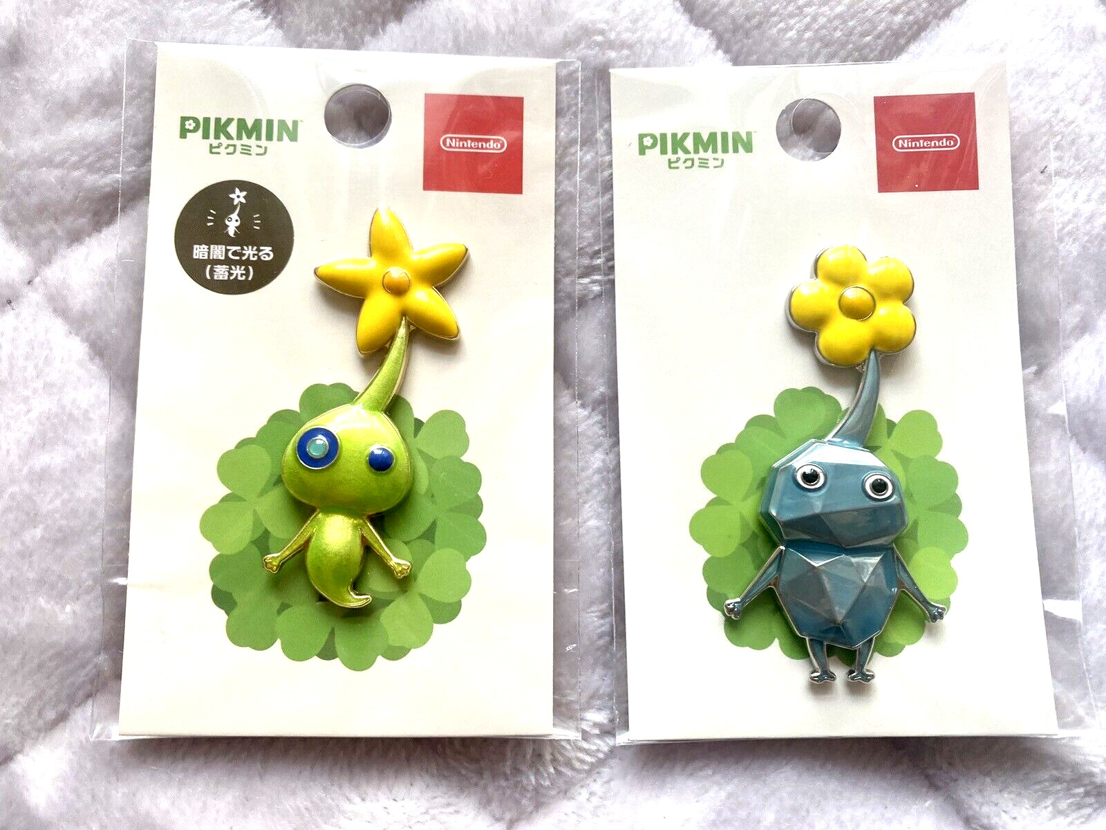 PIKMIN Pin Badge HIKARI Glow Pikmin & Ice Pikmin Set of 2 Nintendo Tokyo Limited