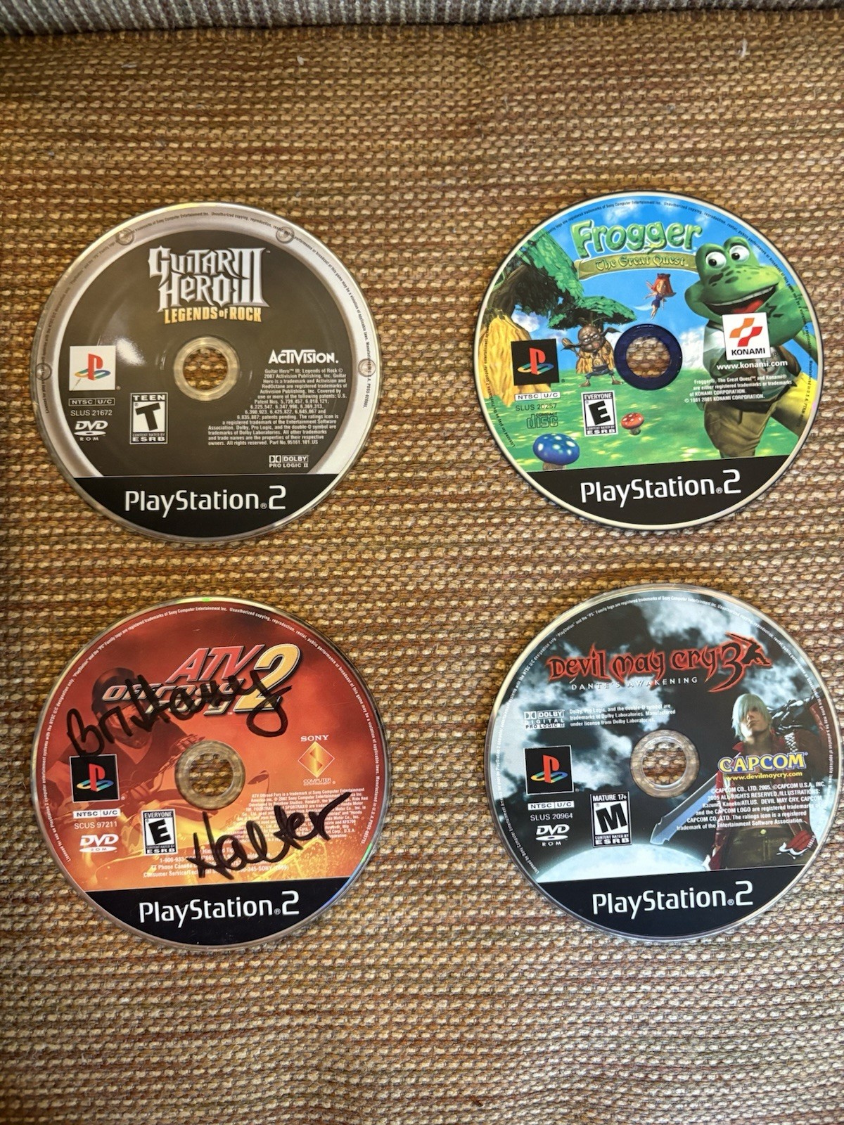 Ps2 Games (DMC 3, Frogger, ATV 2, Guitar Hero III)