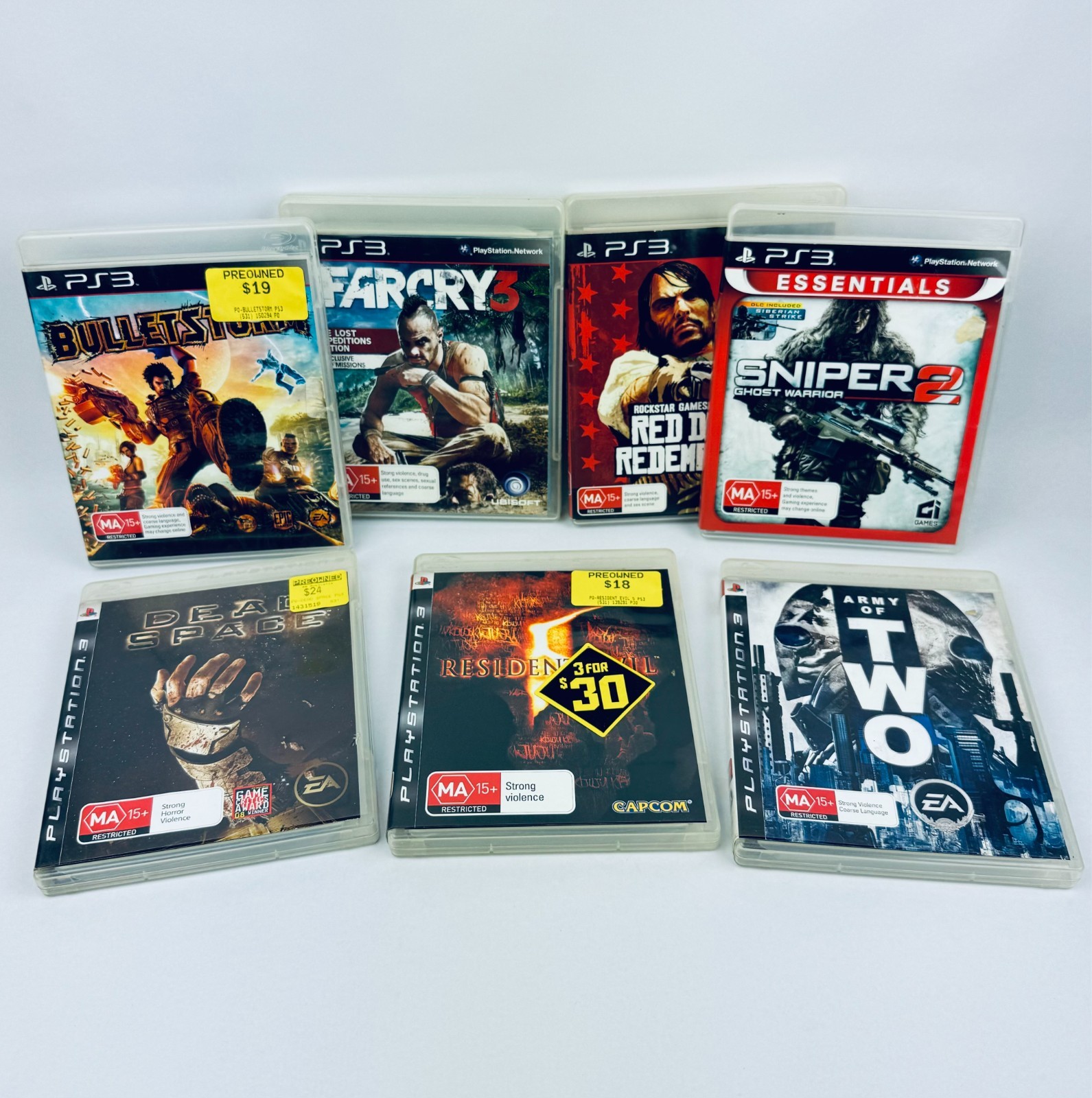 PS3 Games Bundle (MA15+) Lot of 7 Sony Playstation Shooter War FPS Mixed Title