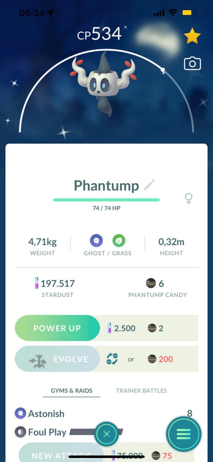 Shiny Phantump – Trade 20kStardust – Registered Shiny Phantump require