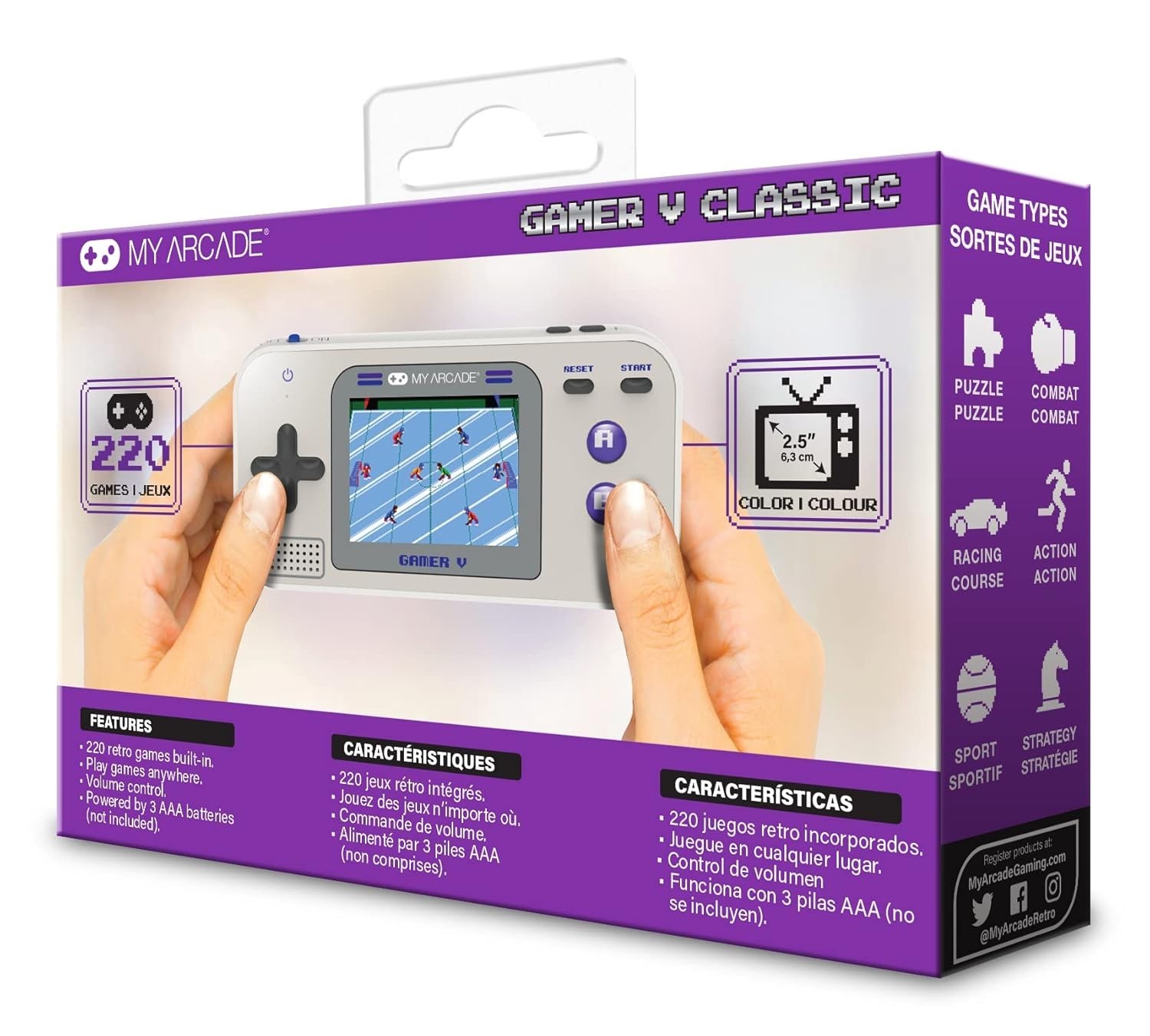 Portable Gamer V Classic: 220 Games, Easy Button Control & 2.5” Color Display