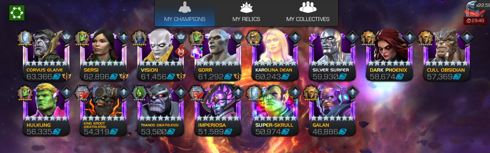 MCOC Top Account – 17 r5s +1 pending – Over 44k prestige