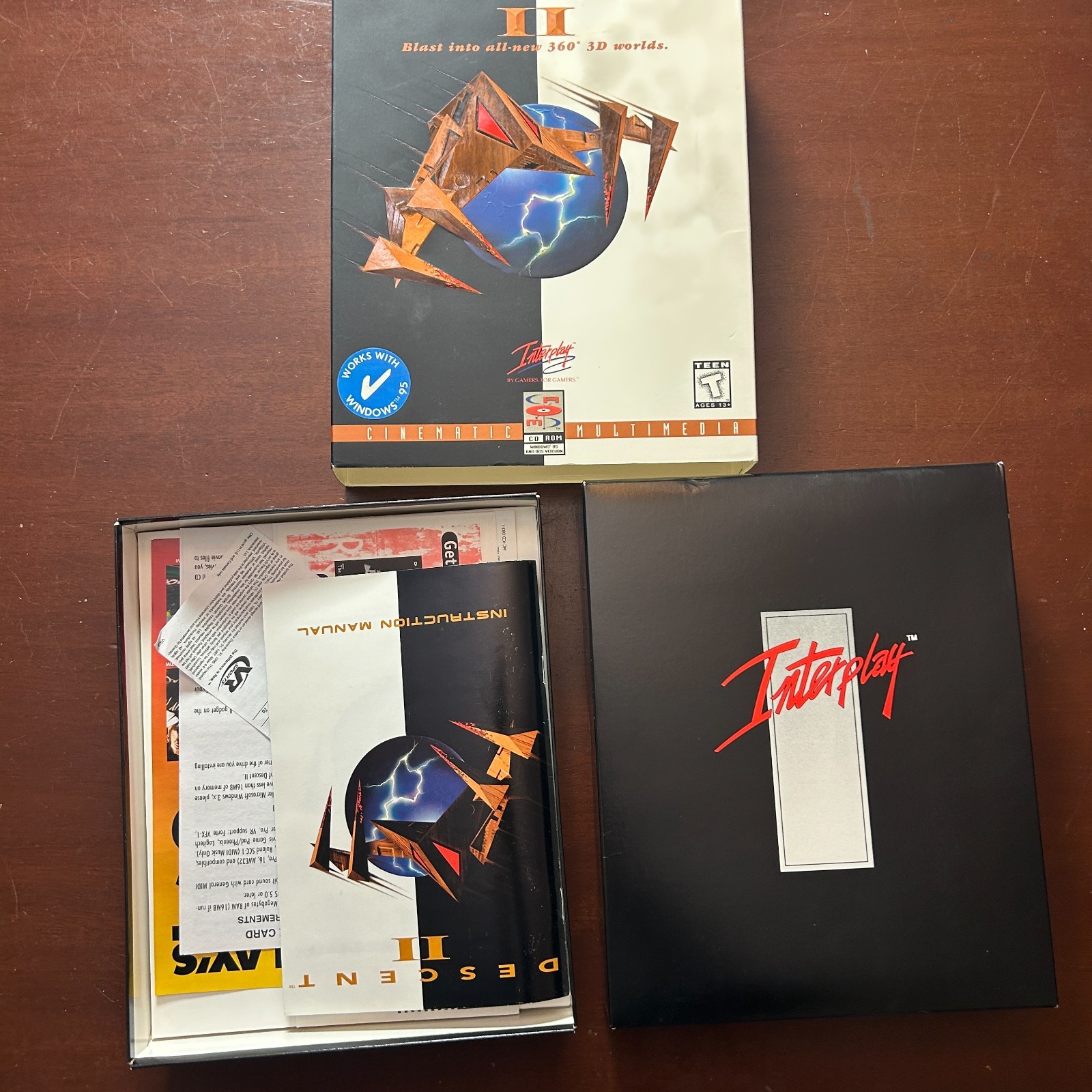 Vintage Descent 2 II PC CD-ROM 1996 Big Box Interplay Drone Battle Complete