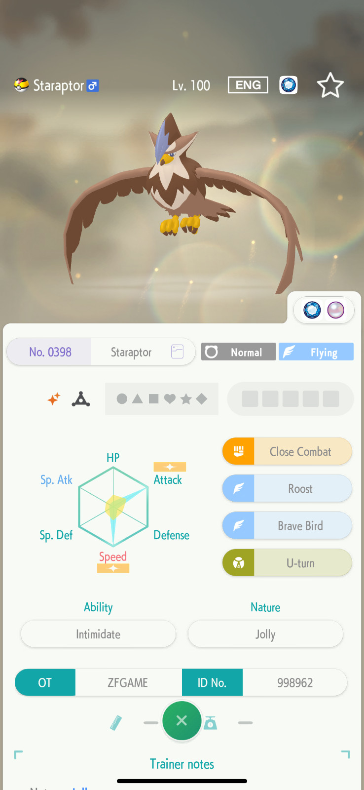 ✨6IV SHINY Staraptor + EVS🚀 POKEMON HOME✨Champions✨Online delivery⚡