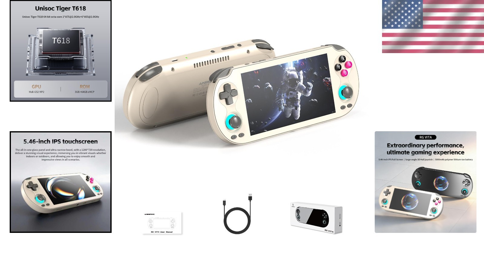 Android 12 Portable Gaming Console – Anbernic RG Vita, 3GB RAM, Multi-Emulator