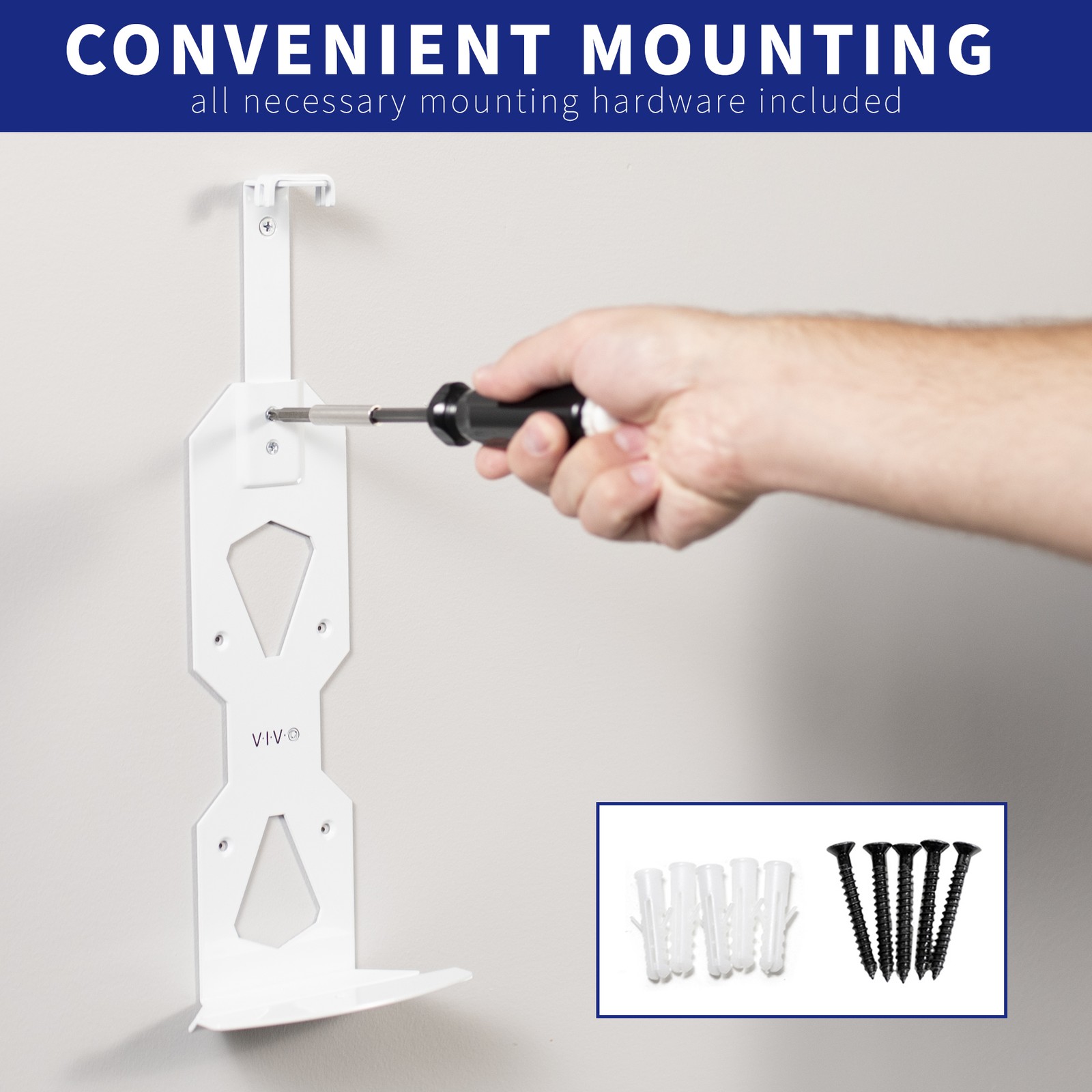 VIVO White Steel Wall Mount Designed for PS5 Console, 2 Controller Mounts