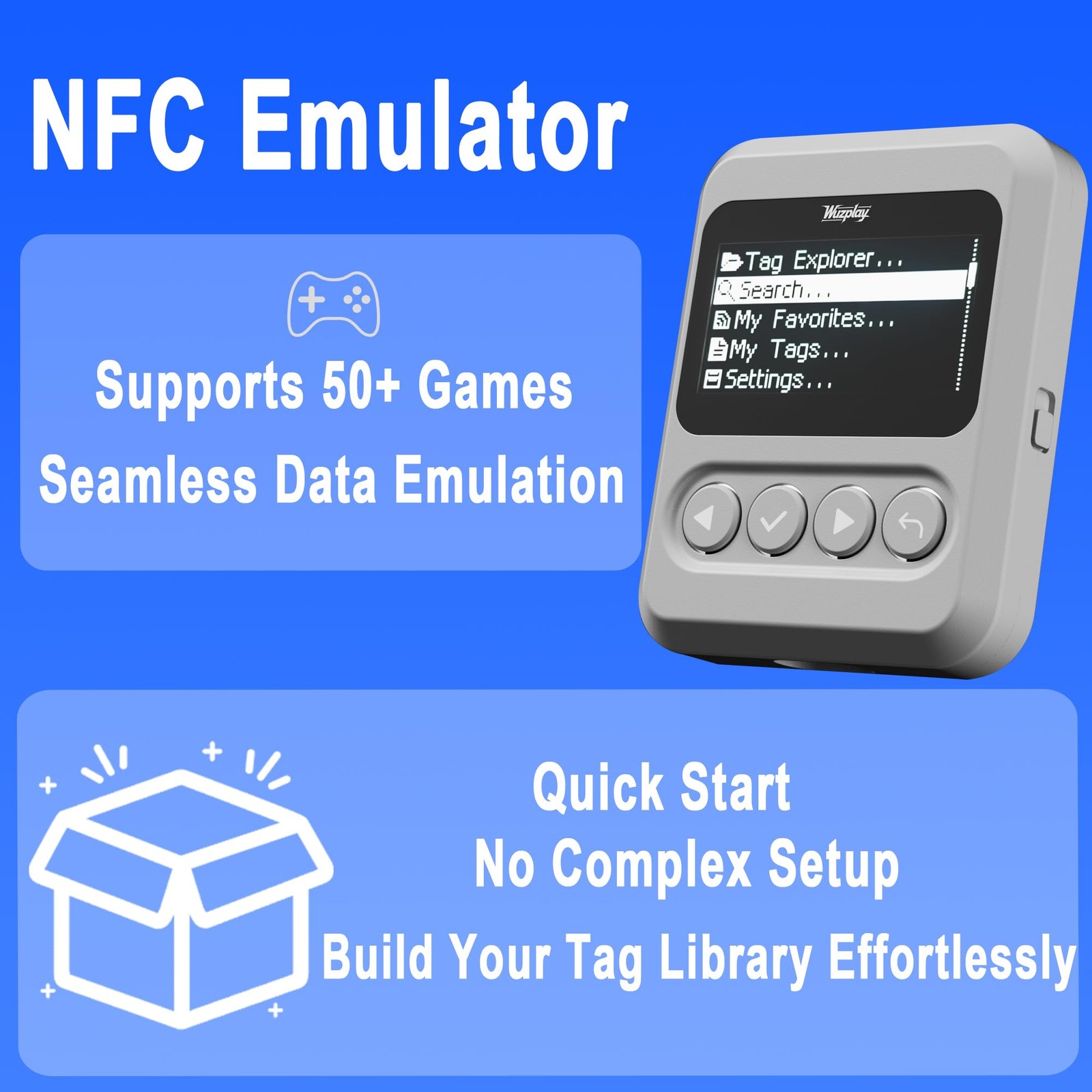 NFC Emulator Compatible with Switch 1 & 2 and NFC Enabled Devices – 1.54”OLED Sc