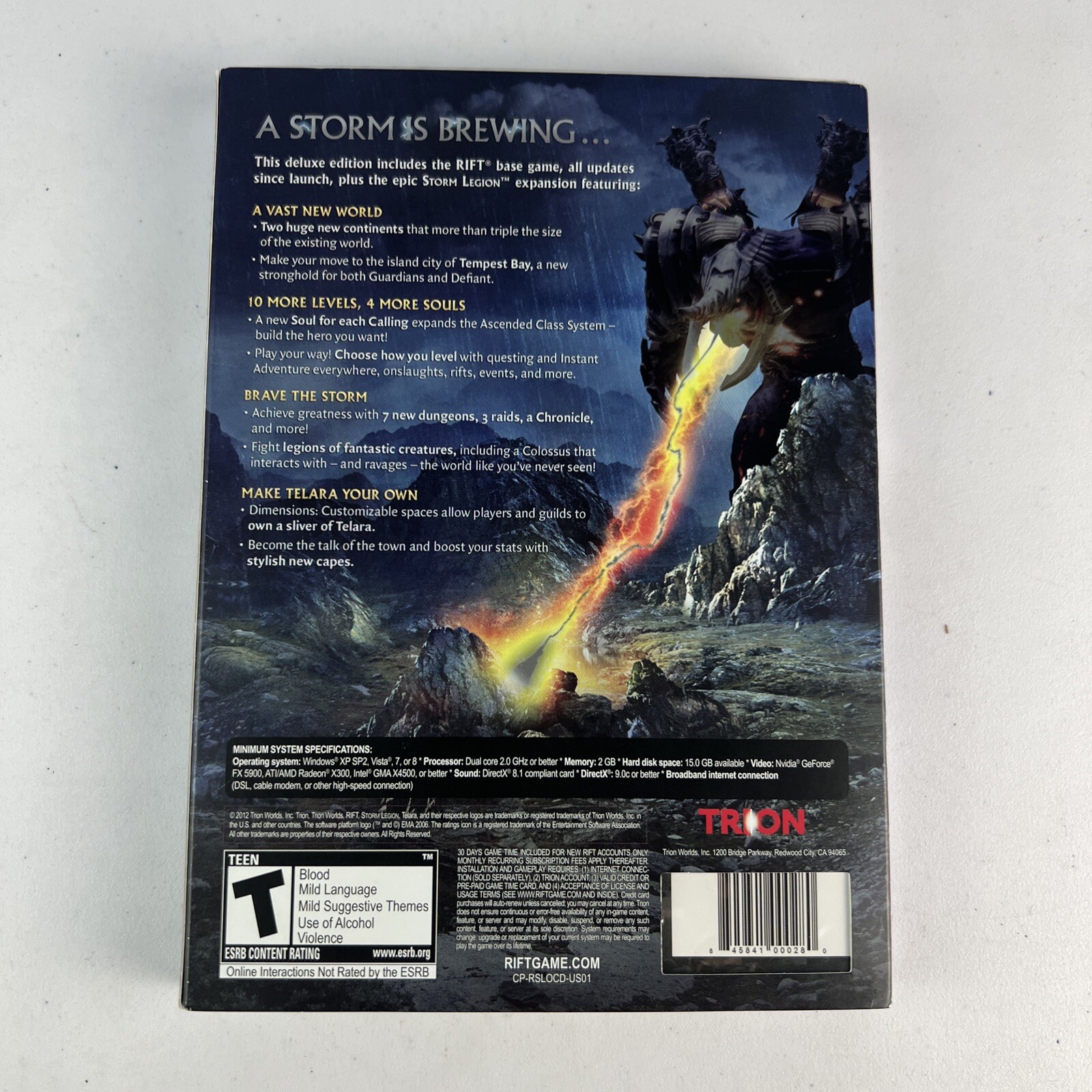 RIFT Storm Legion PC DVD ROM Online Software Game Trion New Sealed