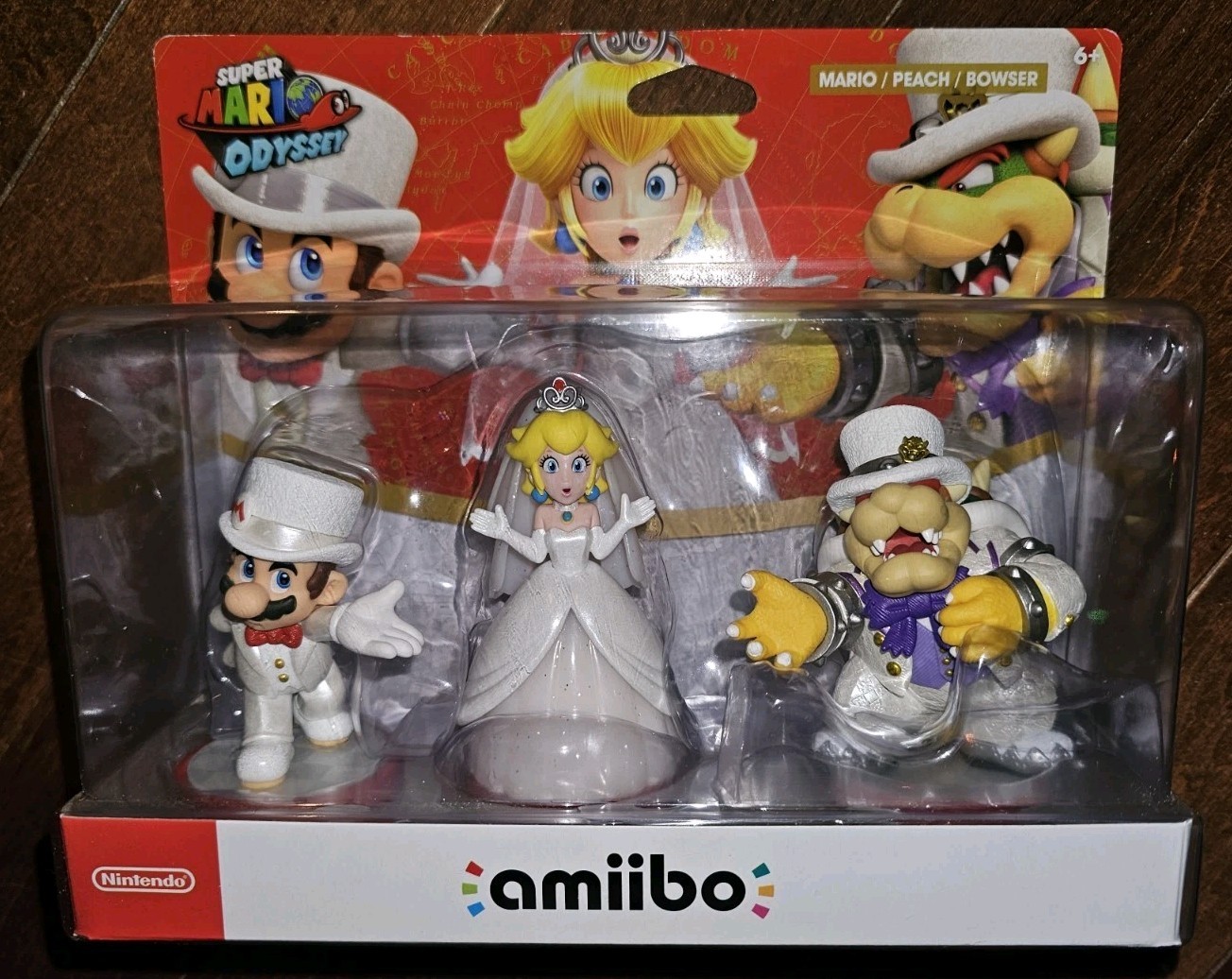 Super Mario Odyssey Amiibo 3 Pack Peach Bowser Wedding Outfit 2017 First Print