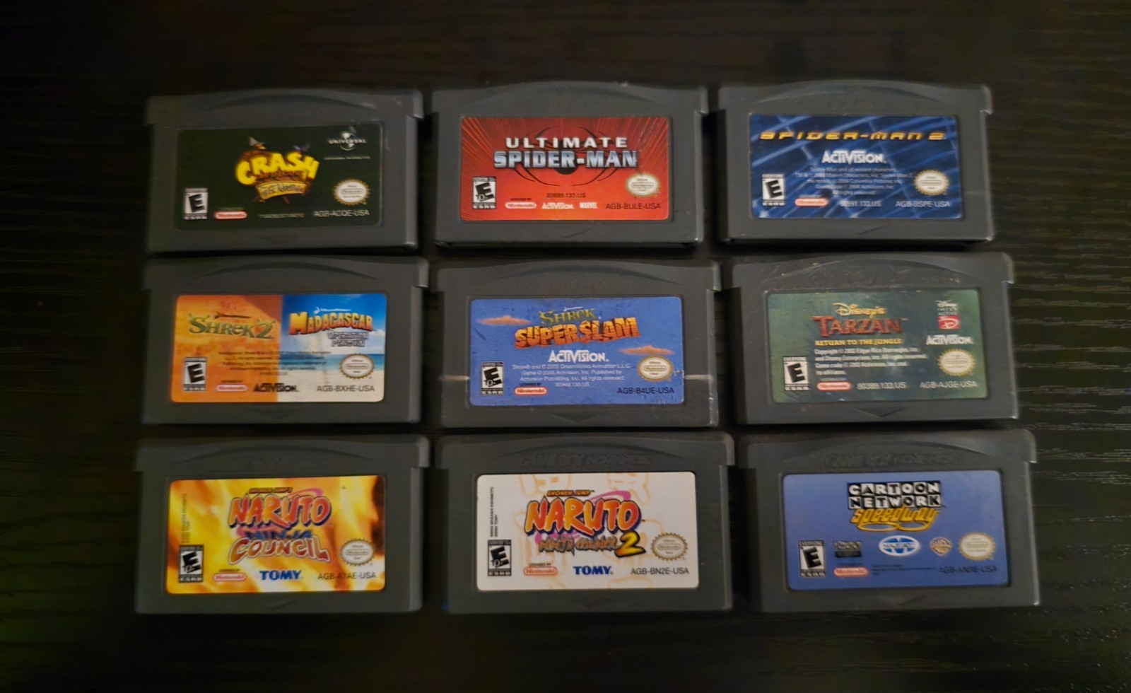 Game Boy Advance GBA Game Lot 9 Games Naruto Spider-Man Crash Bandicoot Tested