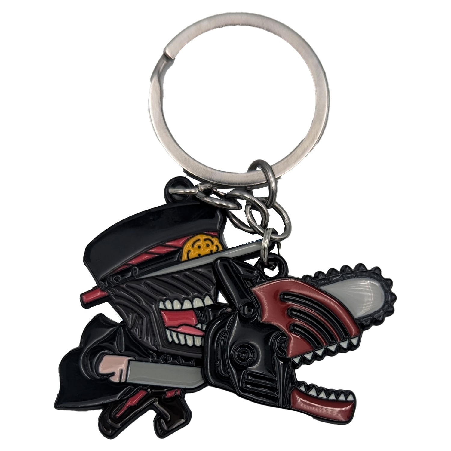 2 Pcs. Chainsaw Man 1″ KeyChain Set – SAMURAI SWORD & DENJI MASK New
