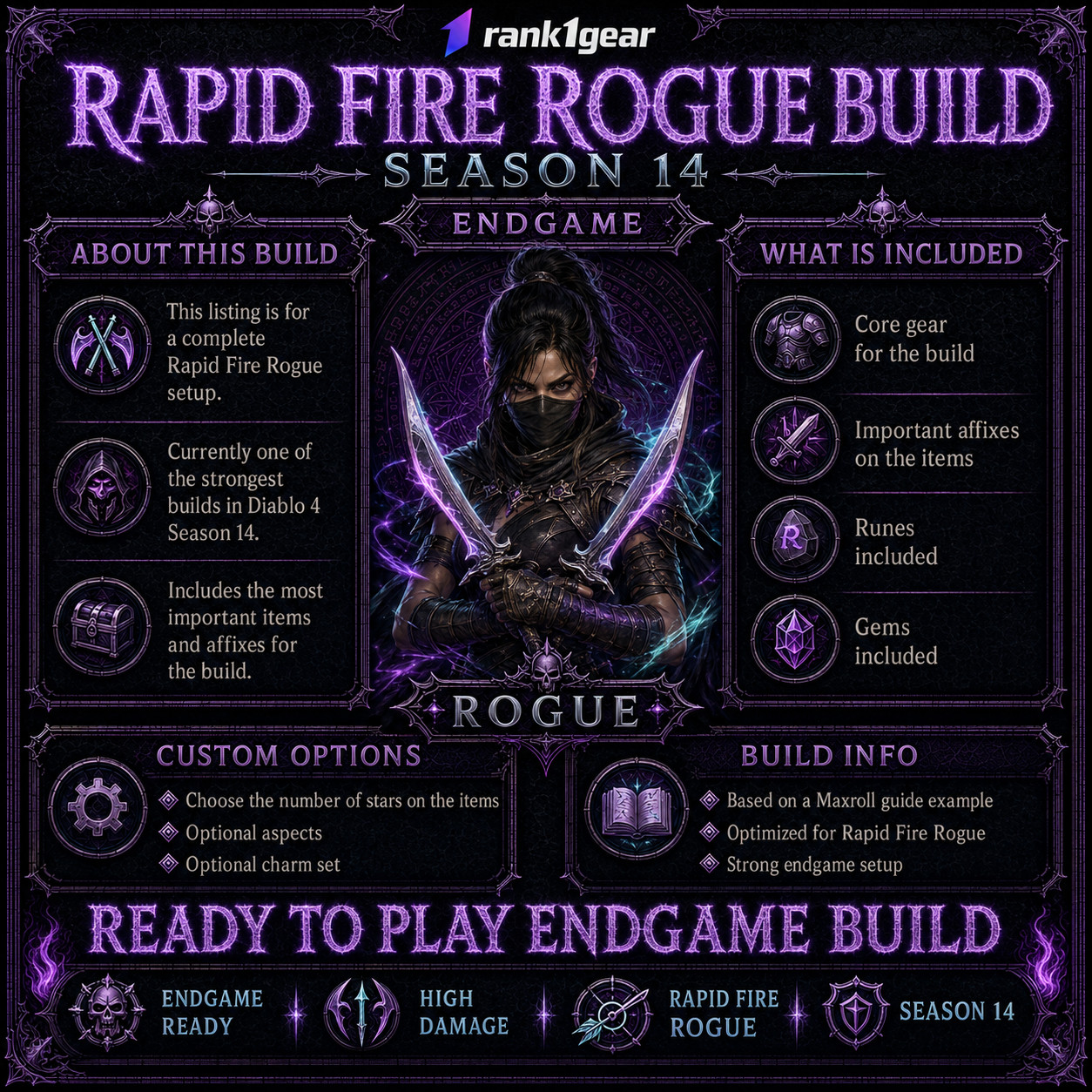Diablo 4⚔️ Season 14⚔️Rapid Fire Rogue Build Endgame⚔️BEST BUILD ⚔️S+ TIER
