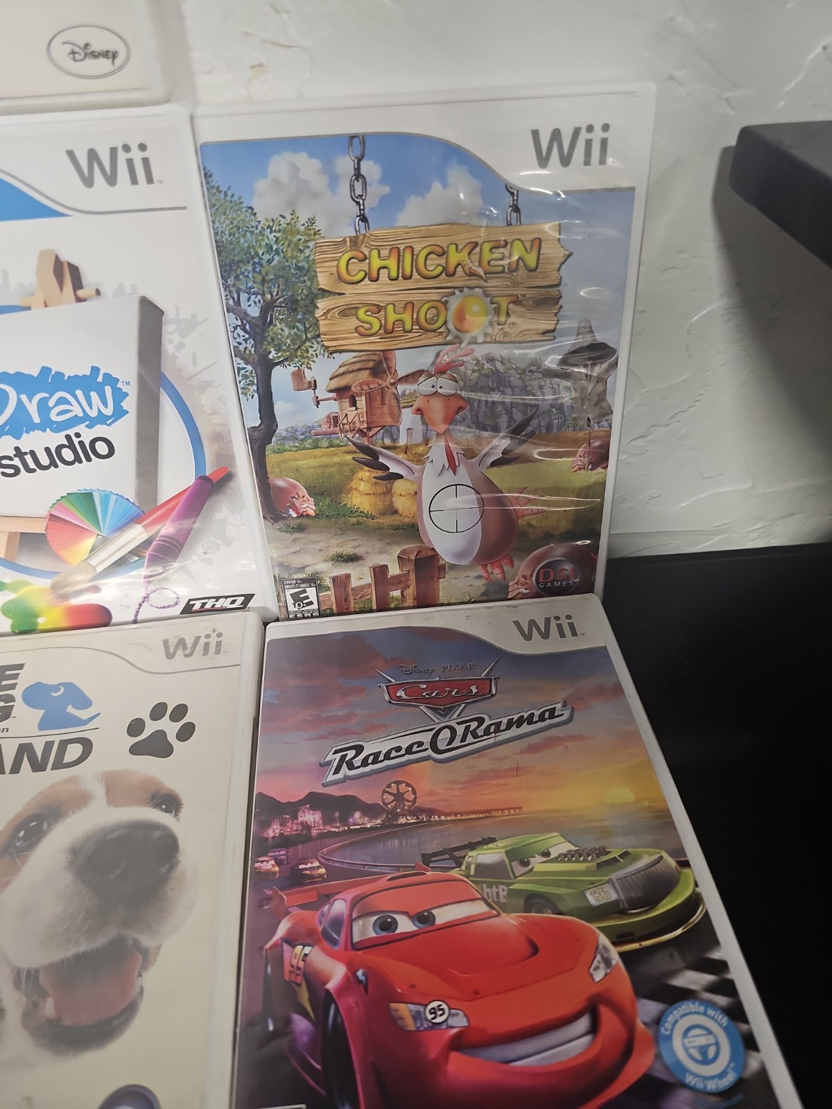 Wii Console Bundle U Draw Studio Nunchuck 7 Games Cars Pirates Gamecube Compatib