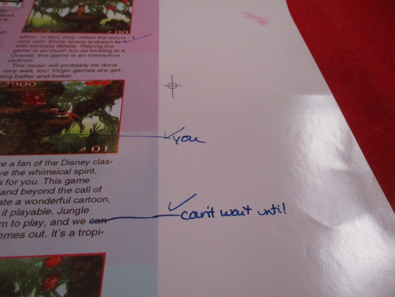 Super NES Buyer’s Guide Magazine Prototype Sheet Jungle Book “Blah Blah Blah”