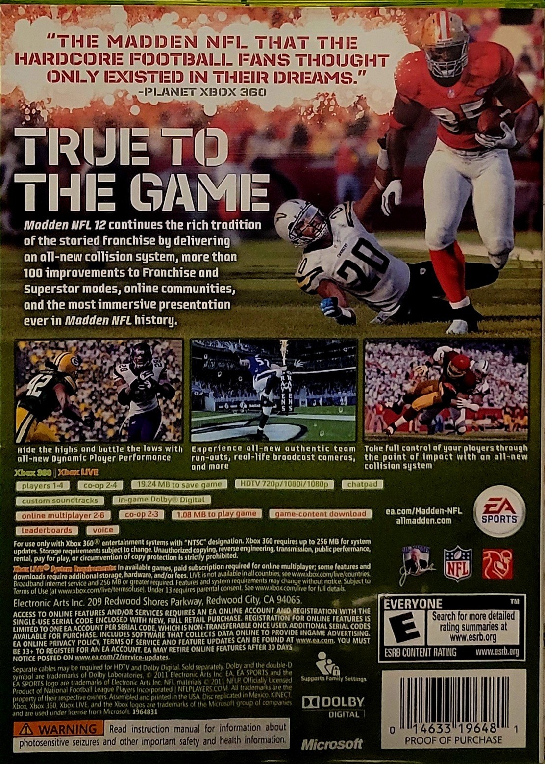Madden NFL 12 (Microsoft Xbox 360) CIB w/Manual/ Tested Working/ Fast Shipping