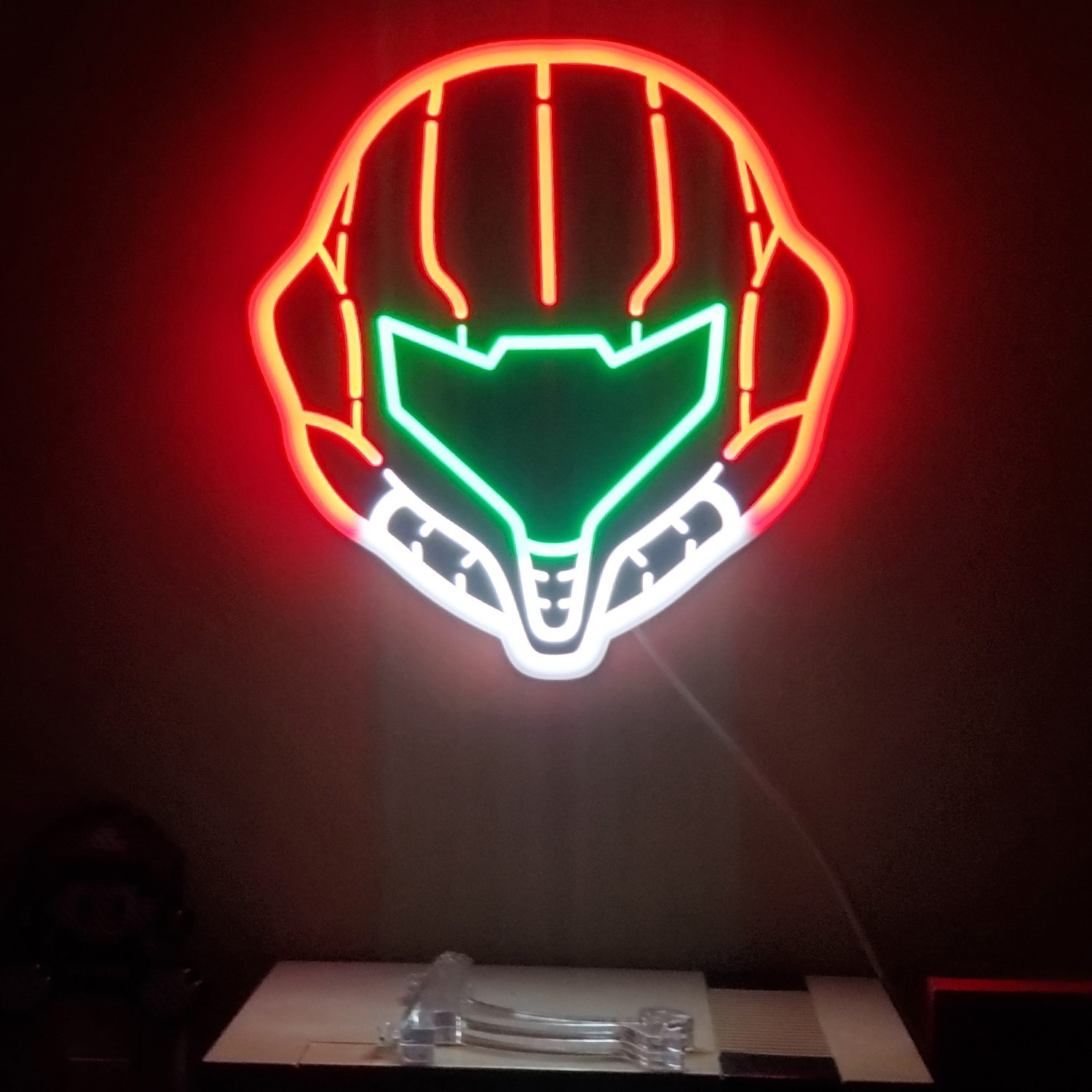 Metroid Samus Helmet plastic neon LED sign w/ dimmer switch + retro gaming gift