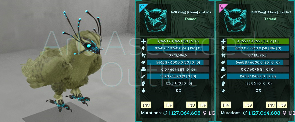 ✅ARK Survival Ascended-Snow Owl-Dino- TopStats-Solid Colors-PC/XBOX/PS5 PvE ASA✅