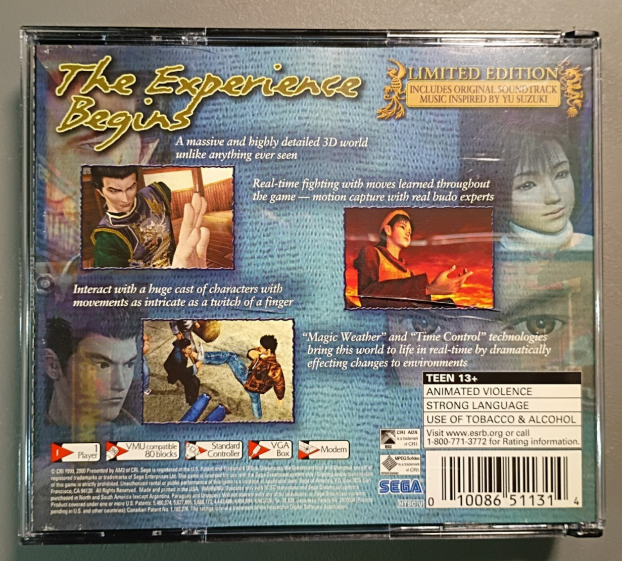 Shenmue for SEGA Dreamcast 2000, 5 Disks NO PASSPORT NO MANUAL