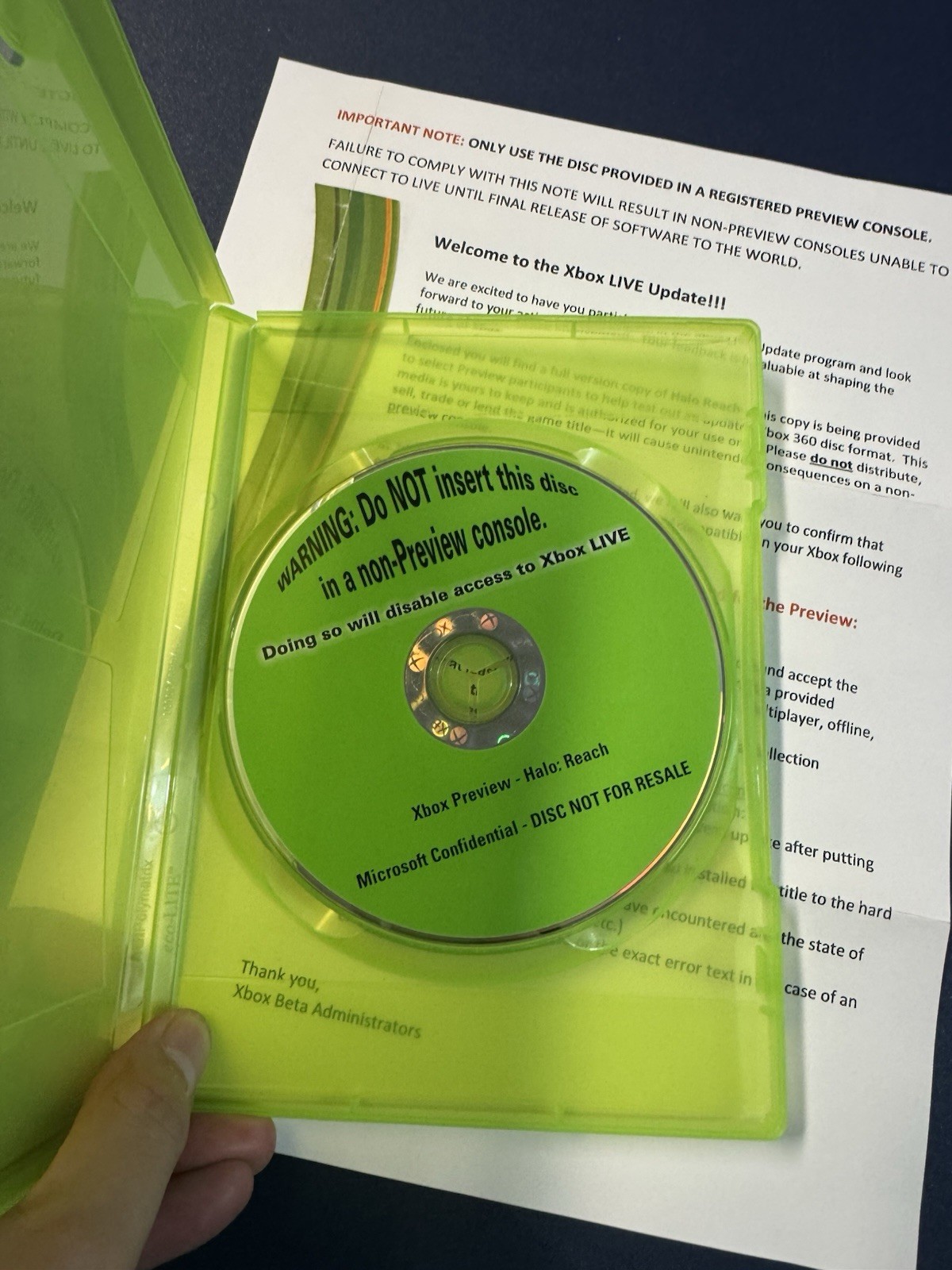 Microsoft Halo Reach Preview Disc – Xbox 360 XGD3 Beta