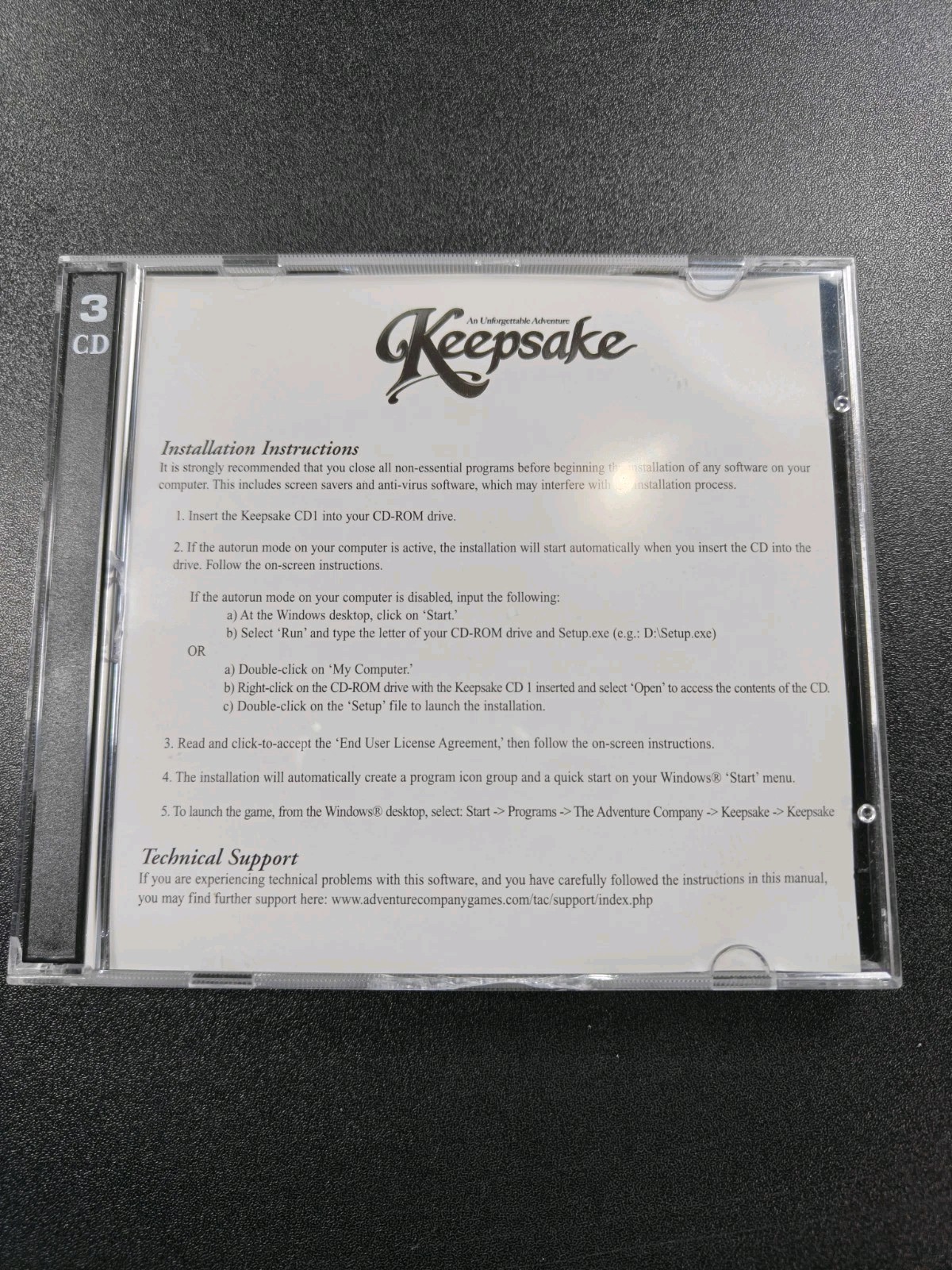 Keepsake PC CD-ROM Software The Adventure Company Used Rated Everyone