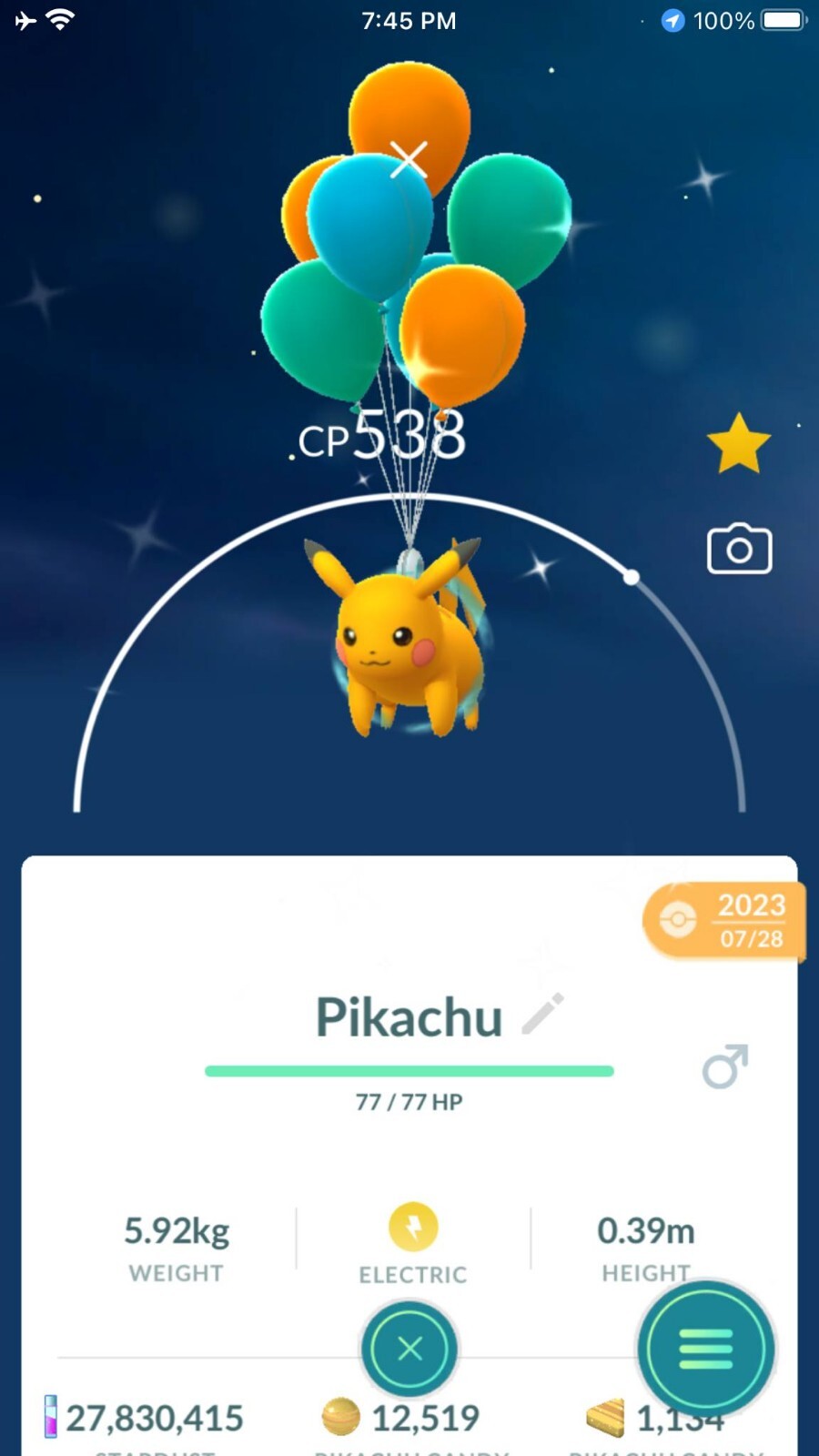 Pokemon Shiny Pikachu Flying With Blue Balloons GO – TRA’DE – Read Description