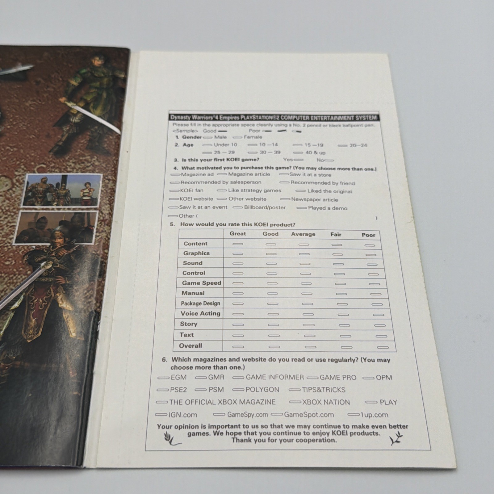 Dynasty Warriors 4 (Sony PlayStation 2, 2004) PS2 CIB Complete Manual Reg Card