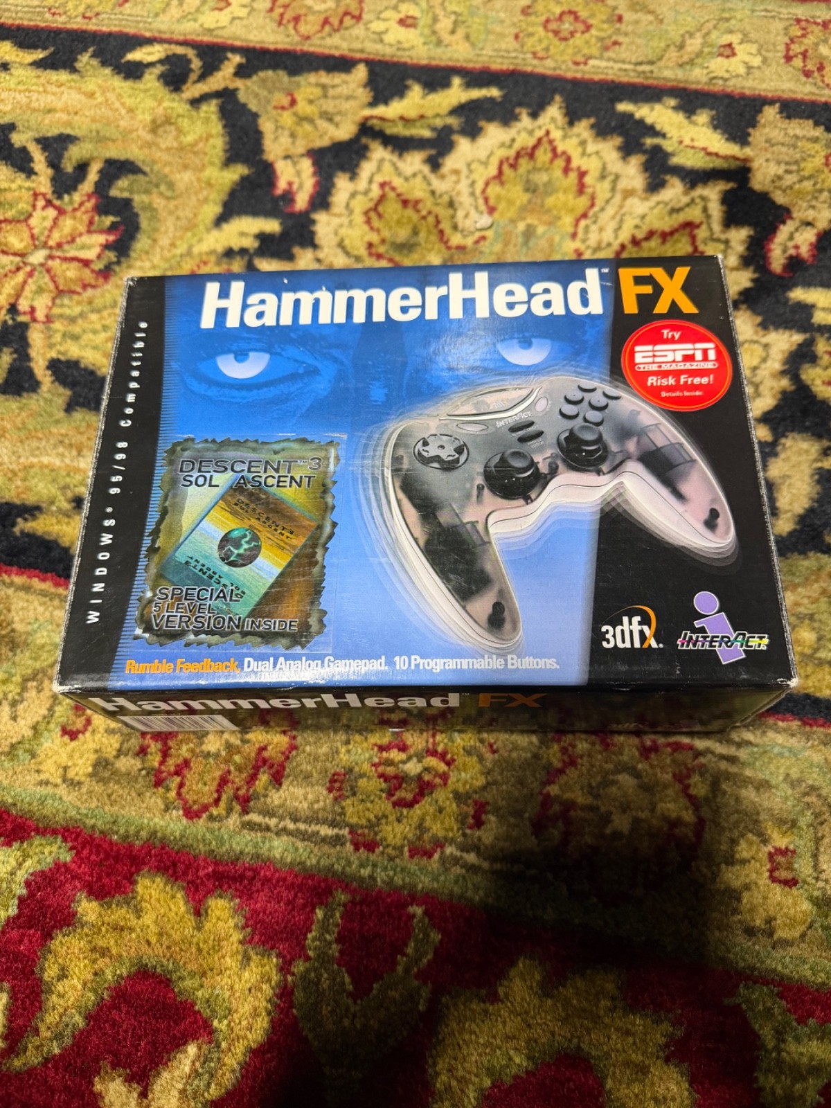 NIB 3dfx Interact Hammer Head Fx Retro Gamepad Gameport Controller W/ Descent 3