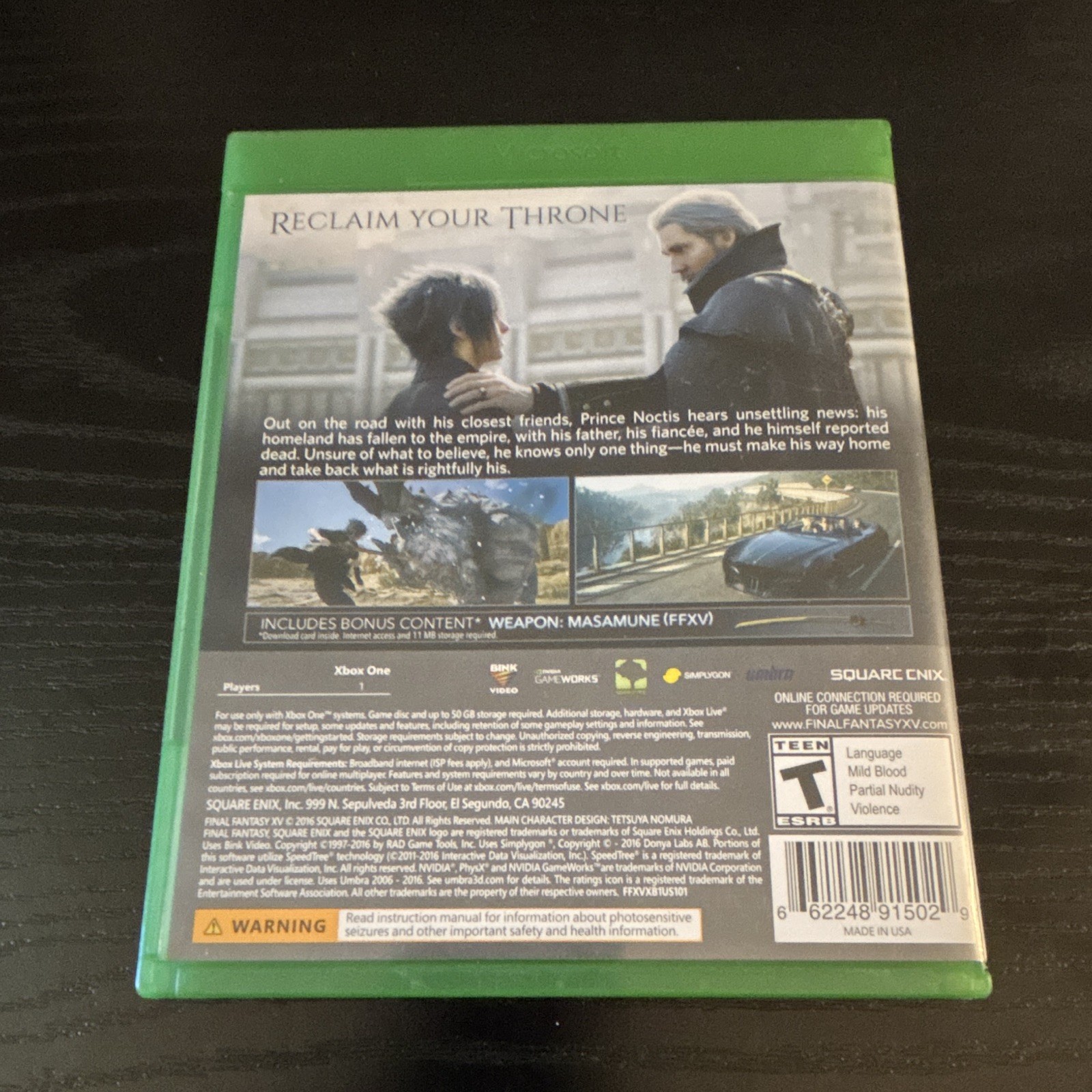 Final Fantasy XV Day One Edition – Xbox One Role Playing T Square Enix