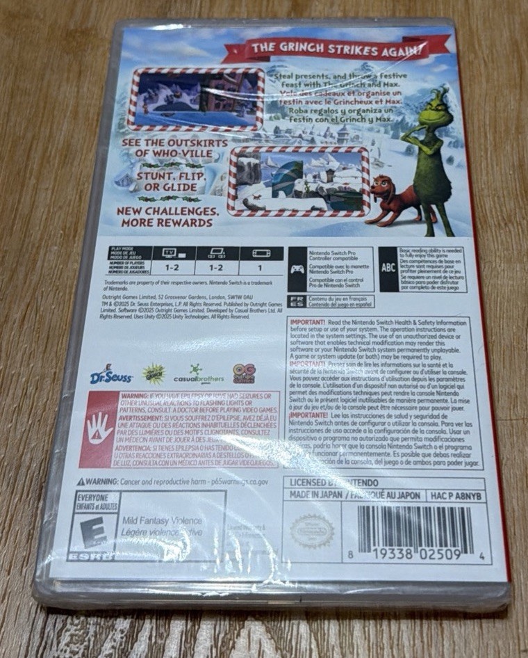 The Grinch Christmas Adventures (Nintendo Switch) Brand New Factory Sealed!