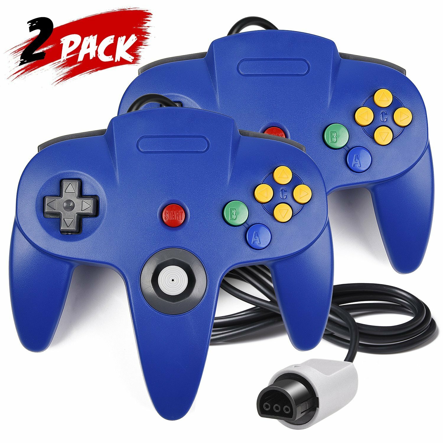 2Pack N64 Controller Joystick Gamepad Long Wired for Classic Nintendo 64 Console