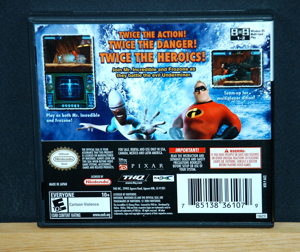 THE INCREDIBLES RISE OF THE UNDERMINER CASE & MANUAL ONLY NO GAME(Nintendo DS)