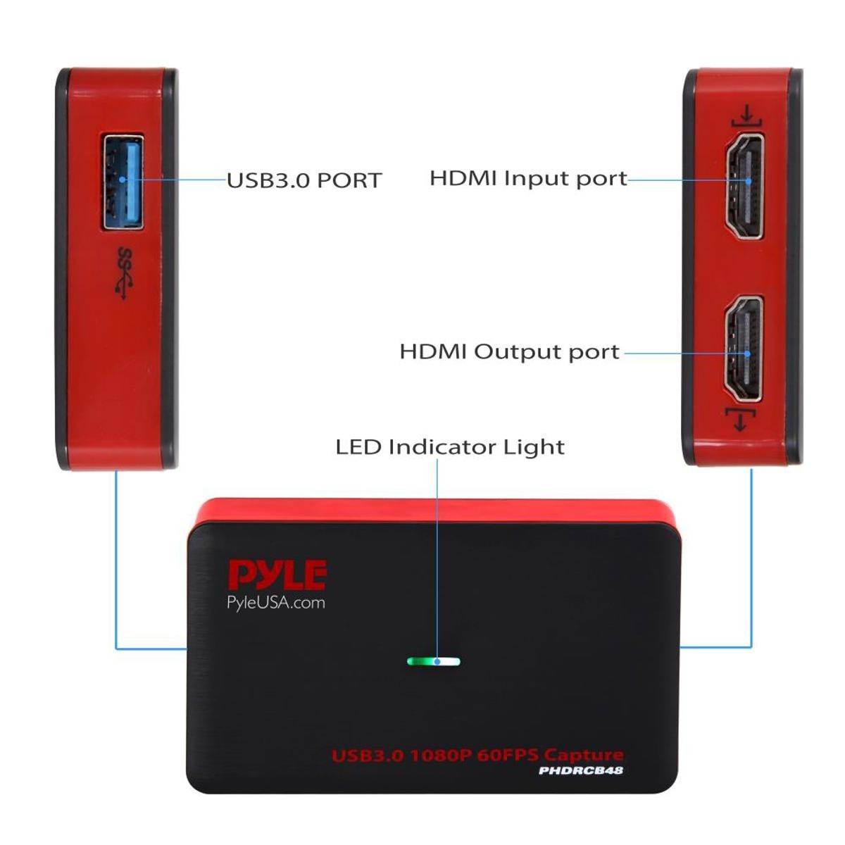 Pyle PHDRCB48.5 Live Streaming USB3.0 HDMI Video Recorder (Open Box)