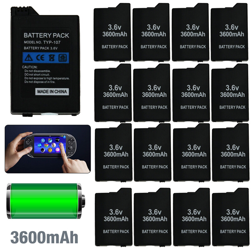 LOT 3.6V 3600mah Rechargeable Battery Pack for PSP Slim 2001 2000 3000 & Charger