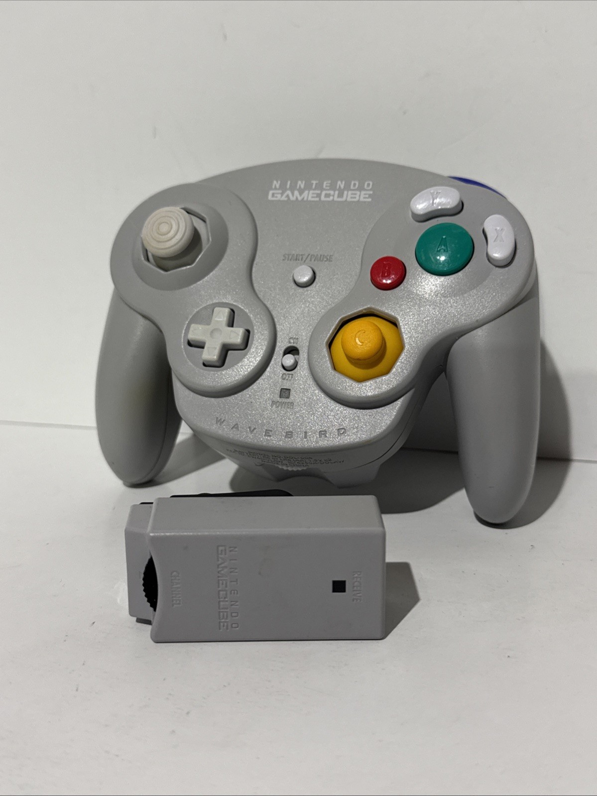 (2) Nintendo GameCube WaveBird Wireless Controllers & Receivers Tested Gray #2